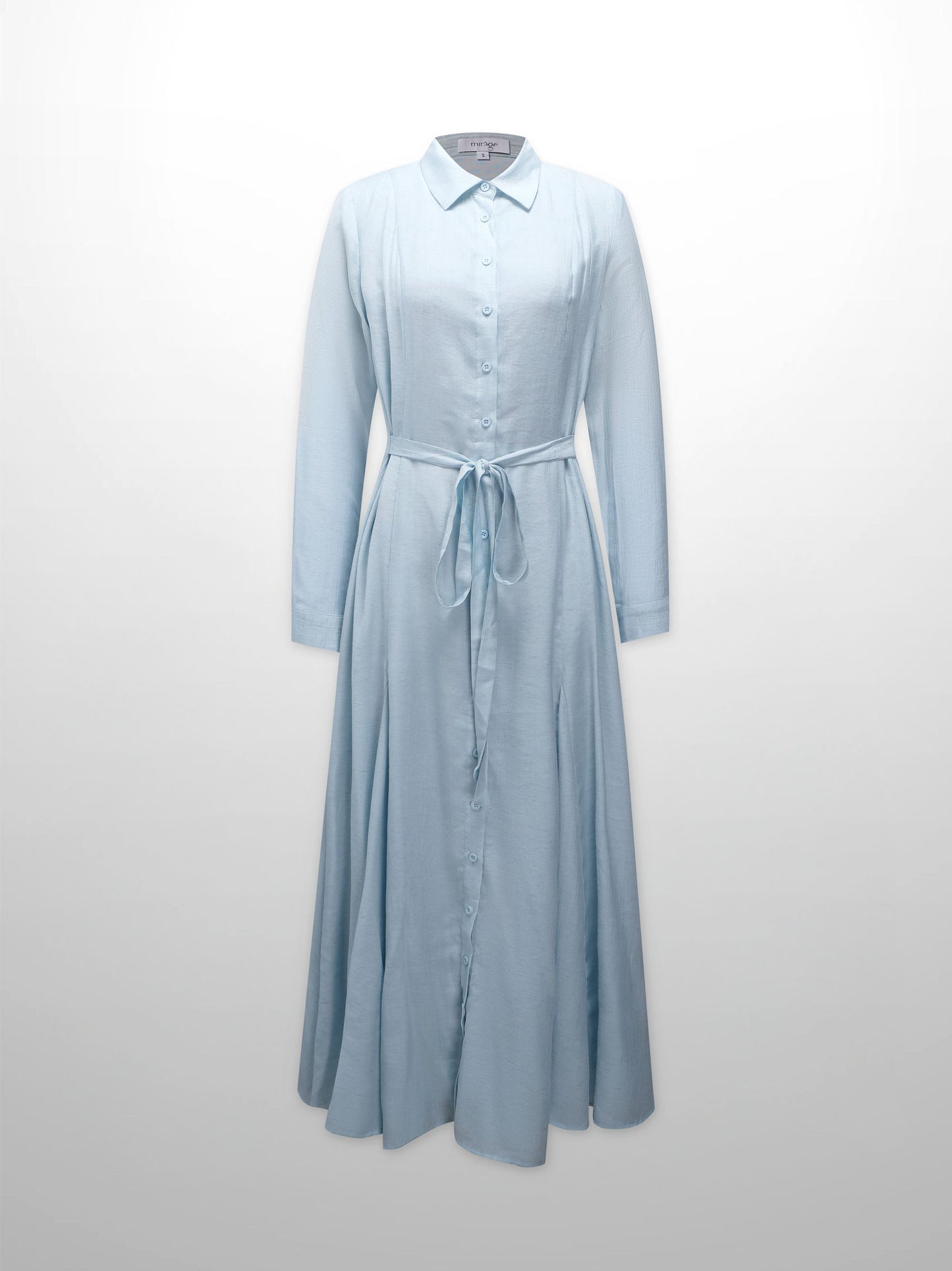 Collared A-Line Shirtdress-Soft Pleat Light Blue-1