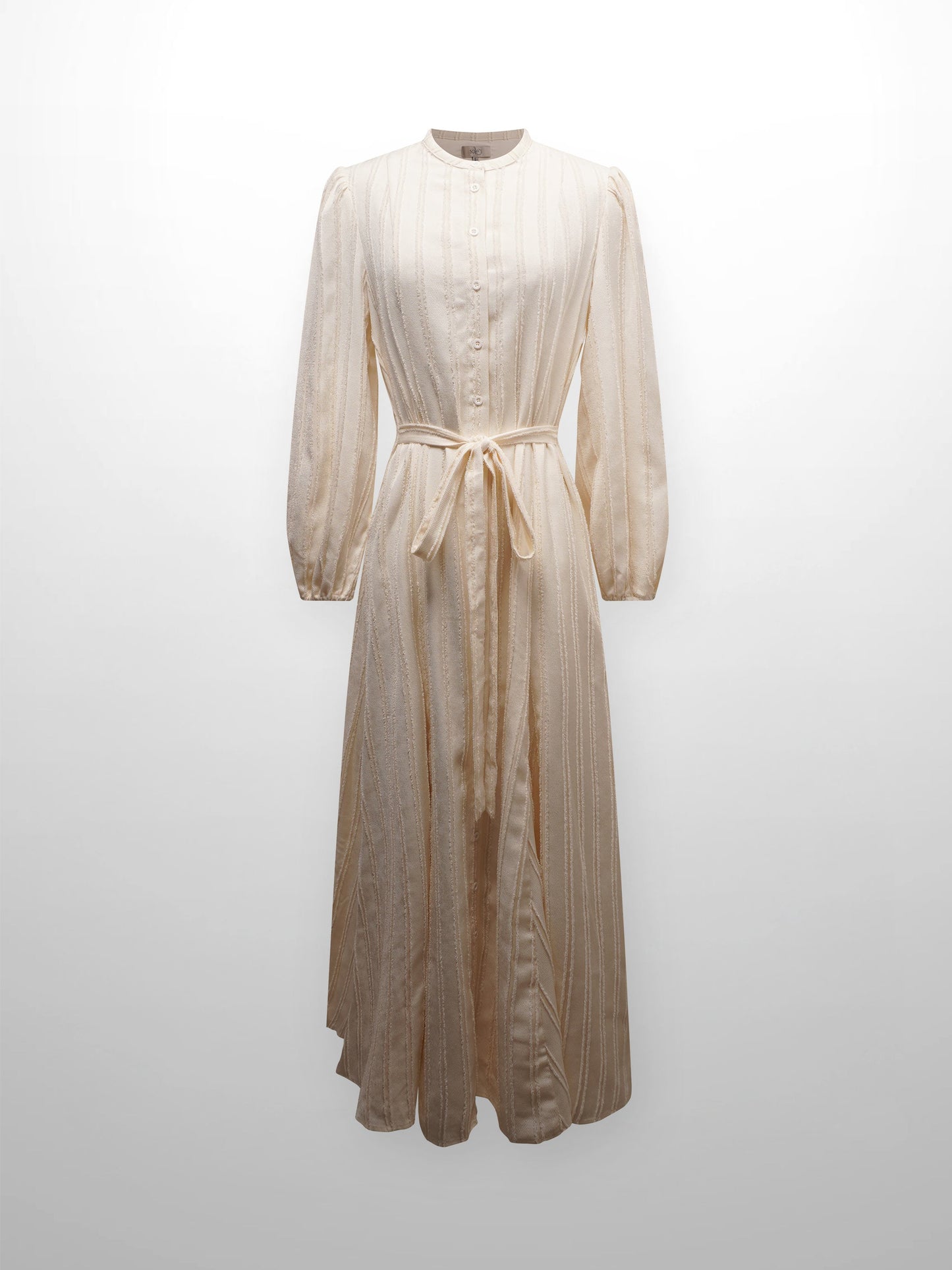 A Line Shirtdress-Fringe Stripe Ivory-0