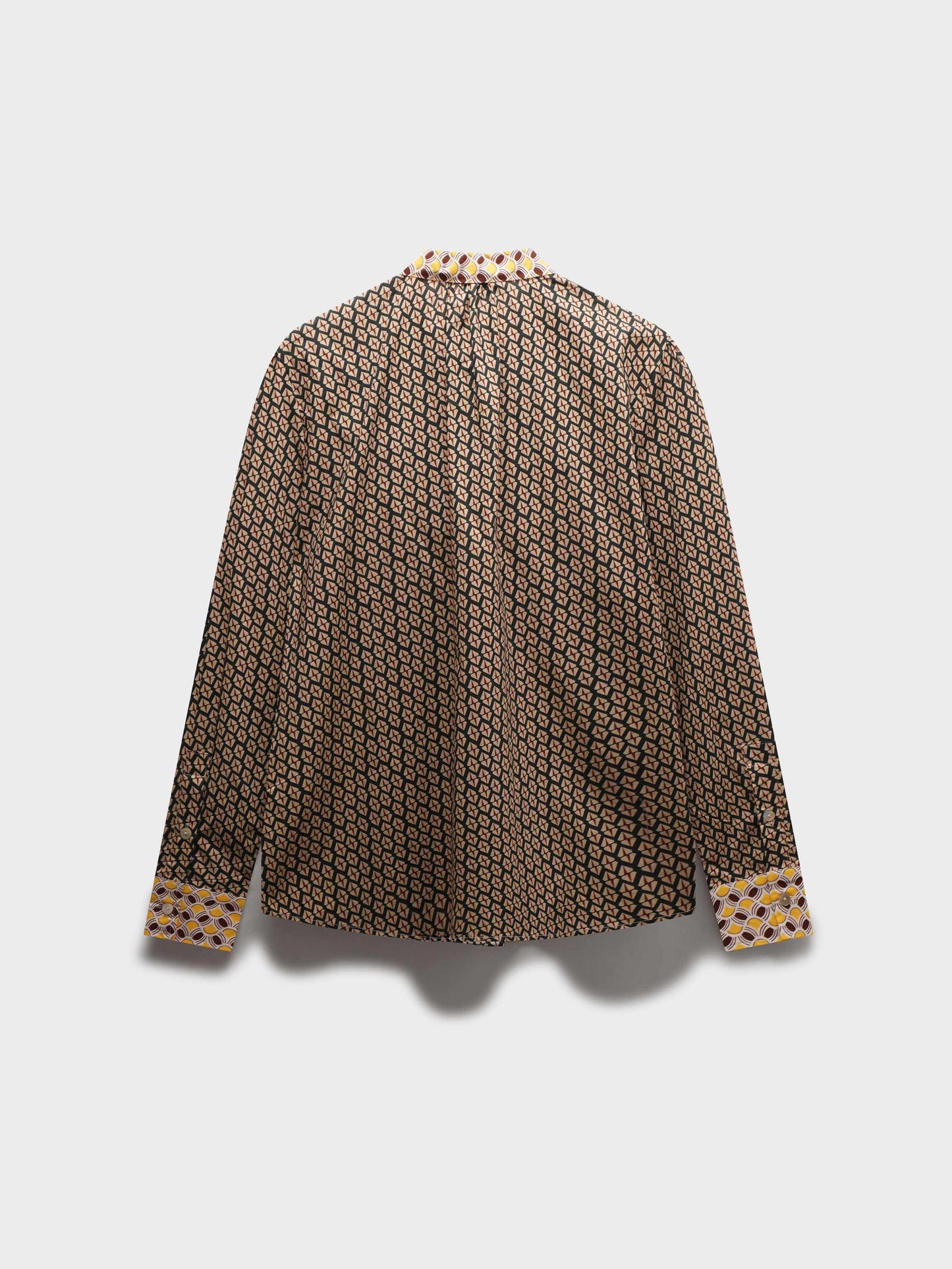 Cotton Bow Blouse-Two Tone Geometric-2