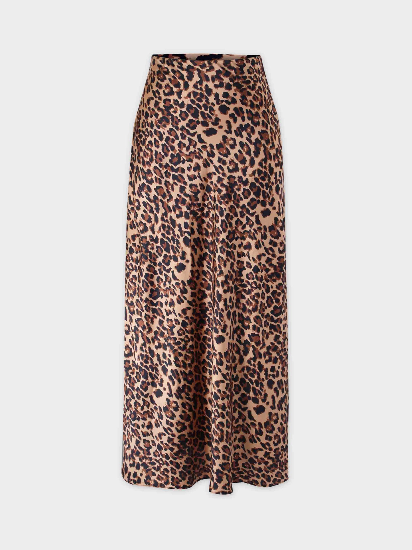 Printed Satin Slip Skirt-Brown Leopard-1