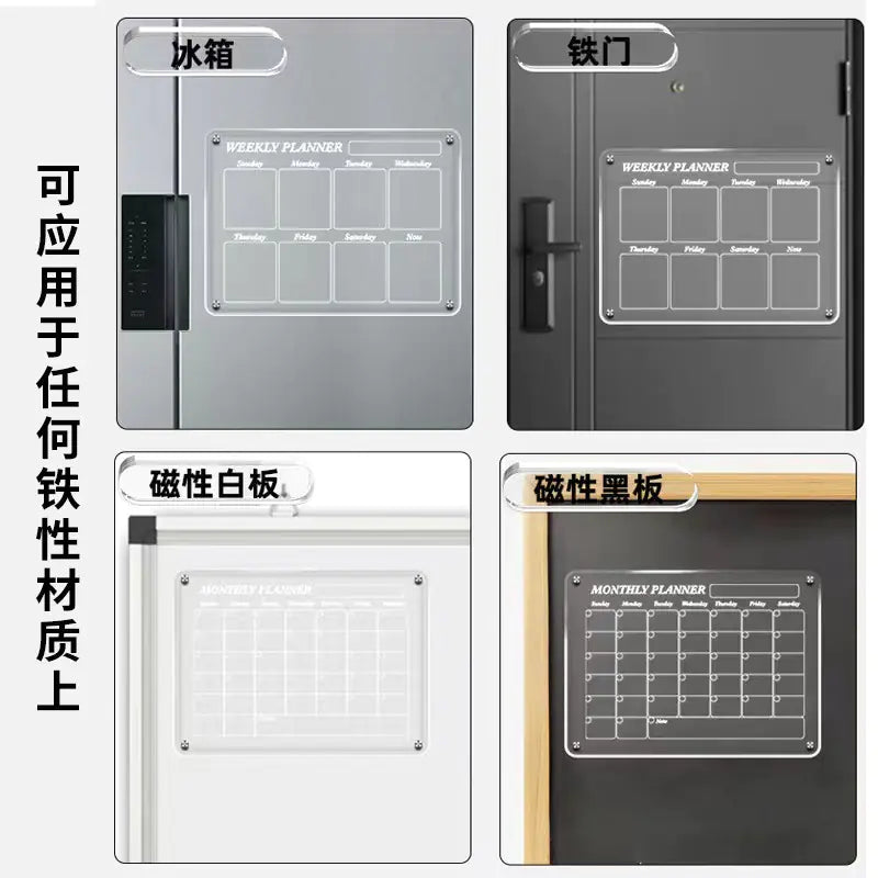 Acrylic Writable Dry Erase Weekly Meal Planner Board