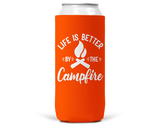 Life Is Better By The Campfire SLIM CAN Coozie/Cooler-0
