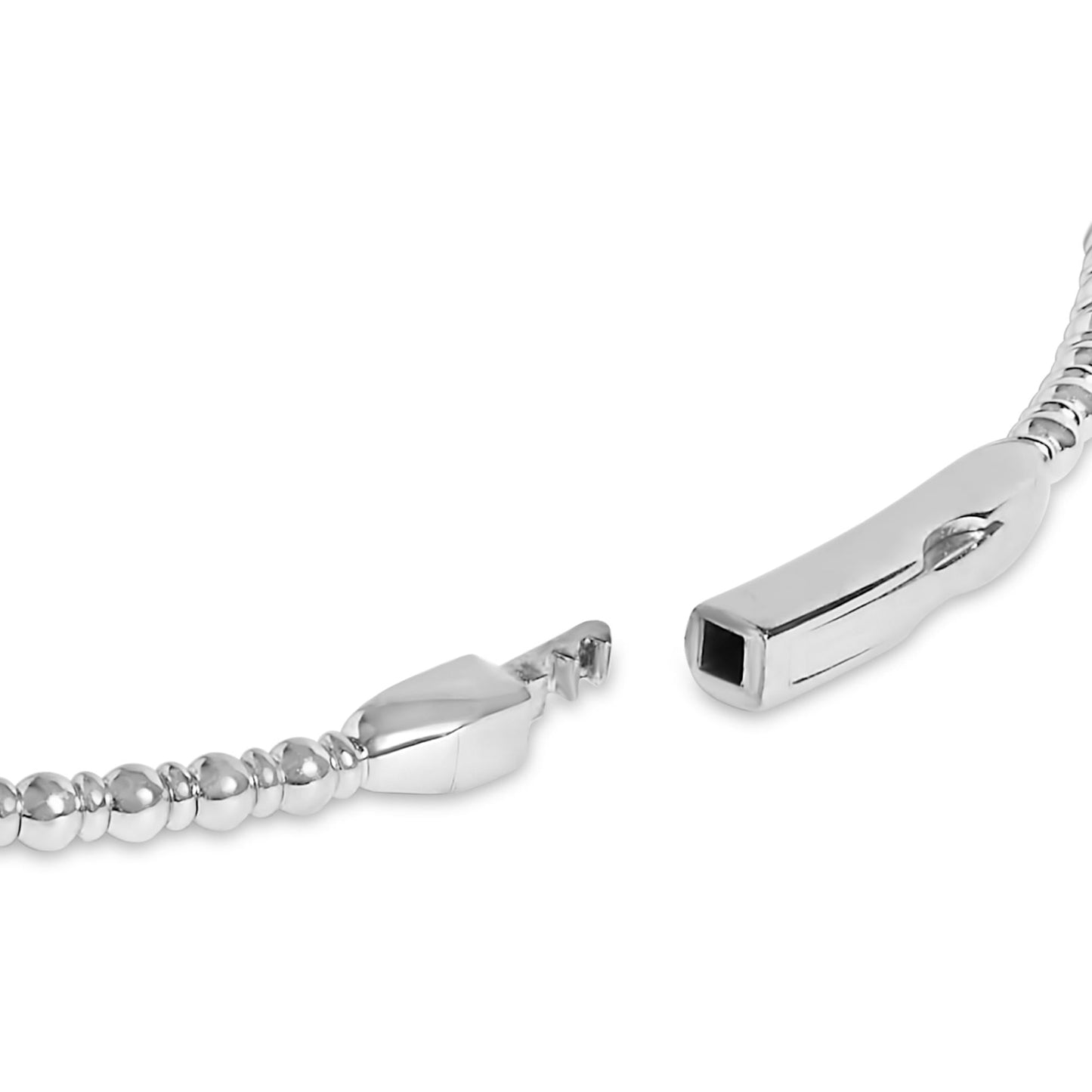 14K White Gold 1/2 Cttw Diamond Quatrefoil Clover Style Bangle Bracelet (G-H Color, SI1-SI2 Clarity) - 7.75 Inch-2
