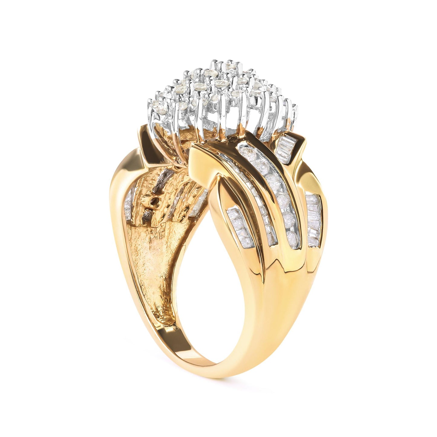 10K Yellow Gold 1 Cttw Diamond Pear Shaped Cluster Cluster Cocktail Ring (H-I Color, I2-I3 Clarity)-1