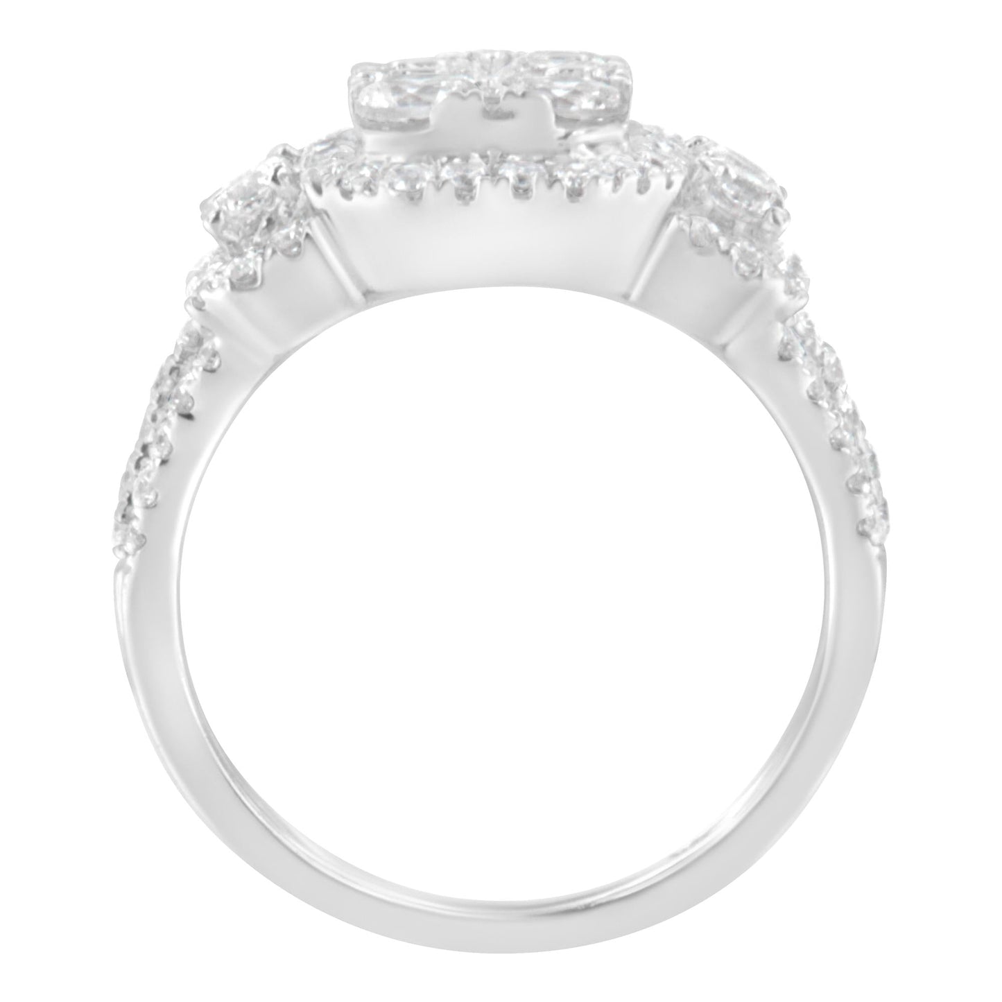14K White Gold 2 1/4 Cttw Diamond Cocktail Cluster Ring (G-H Color, SI2-I1 Clarity)-1