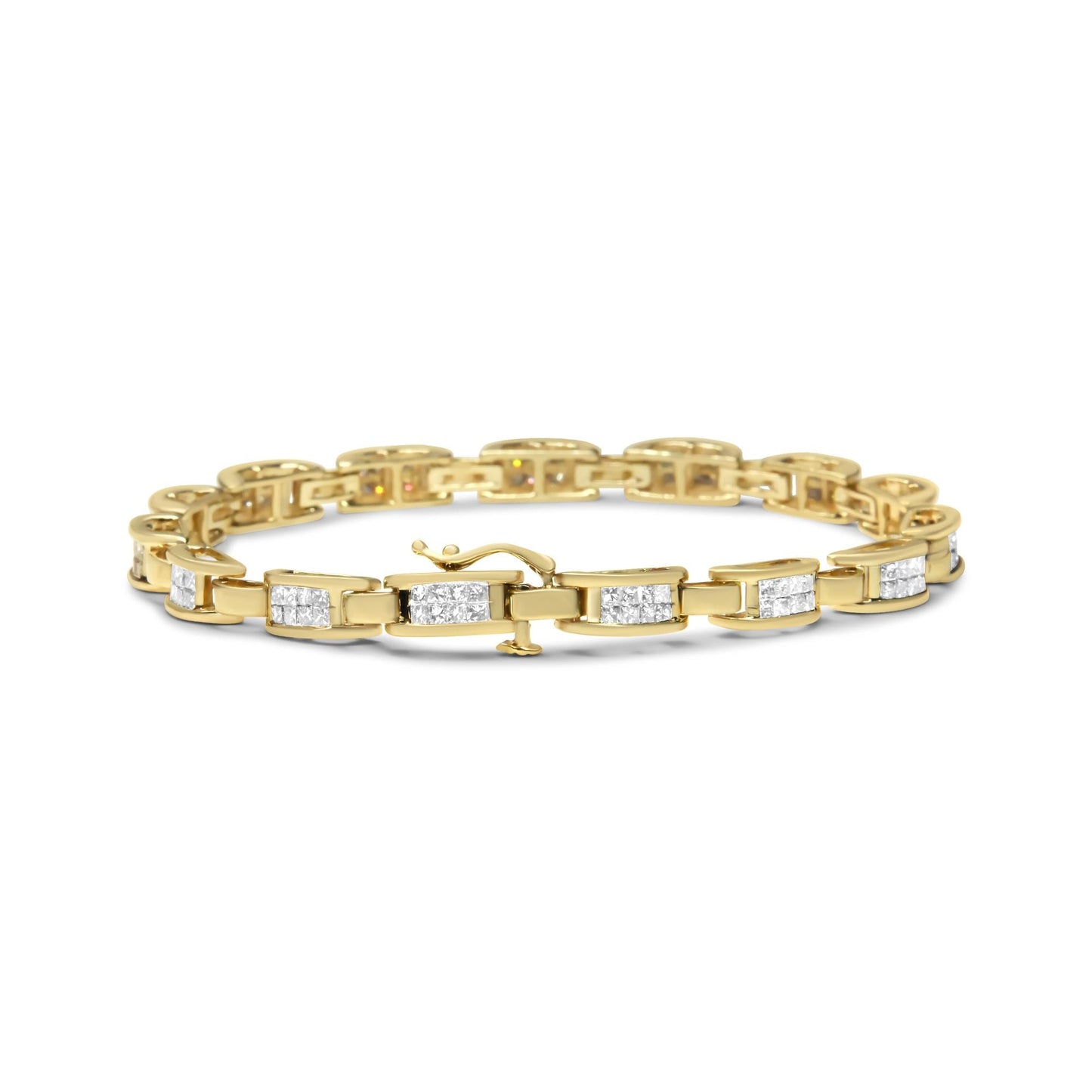 14K Yellow Gold Princess-Cut Diamond Links of Love Bracelet (2.00 cttw, H-I Color, SI2-I1 Clarity)-1