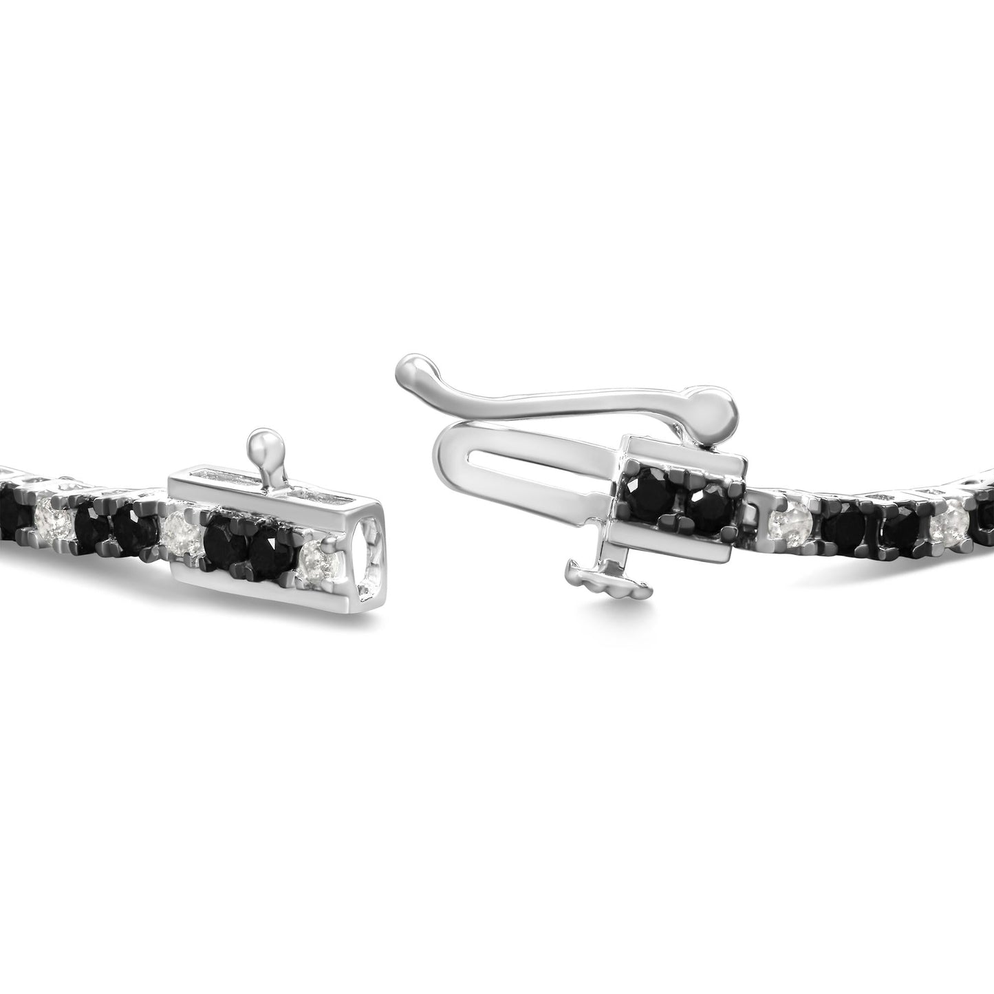 .925 Sterling Silver 2.0 Cttw Black and White Diamond Tennis Bracelet (I-J Color, I2-I3 Clarity) - 7" Inches-1