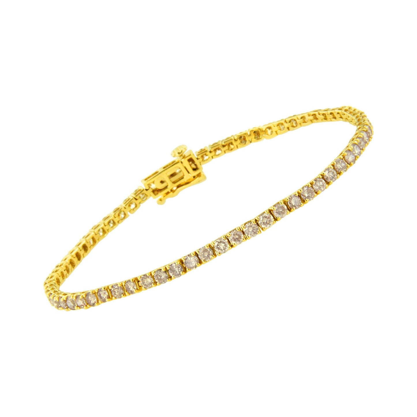 14K Yellow Gold Plated .925 Sterling Silver 4 cttw 4-Prong Set Round-Cut Diamond Classic Tennis Bracelet (K-L Color, I2-I3 Clarity) - Size 7.25"-1