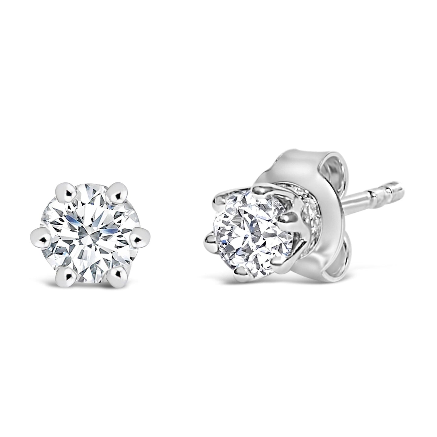 14K White Gold 1/2 Cttw Lab-Grown Diamond 6 Prong Hidden Halo Stud Earrings (F-G Color, VS1-VS2 Clarity)-1