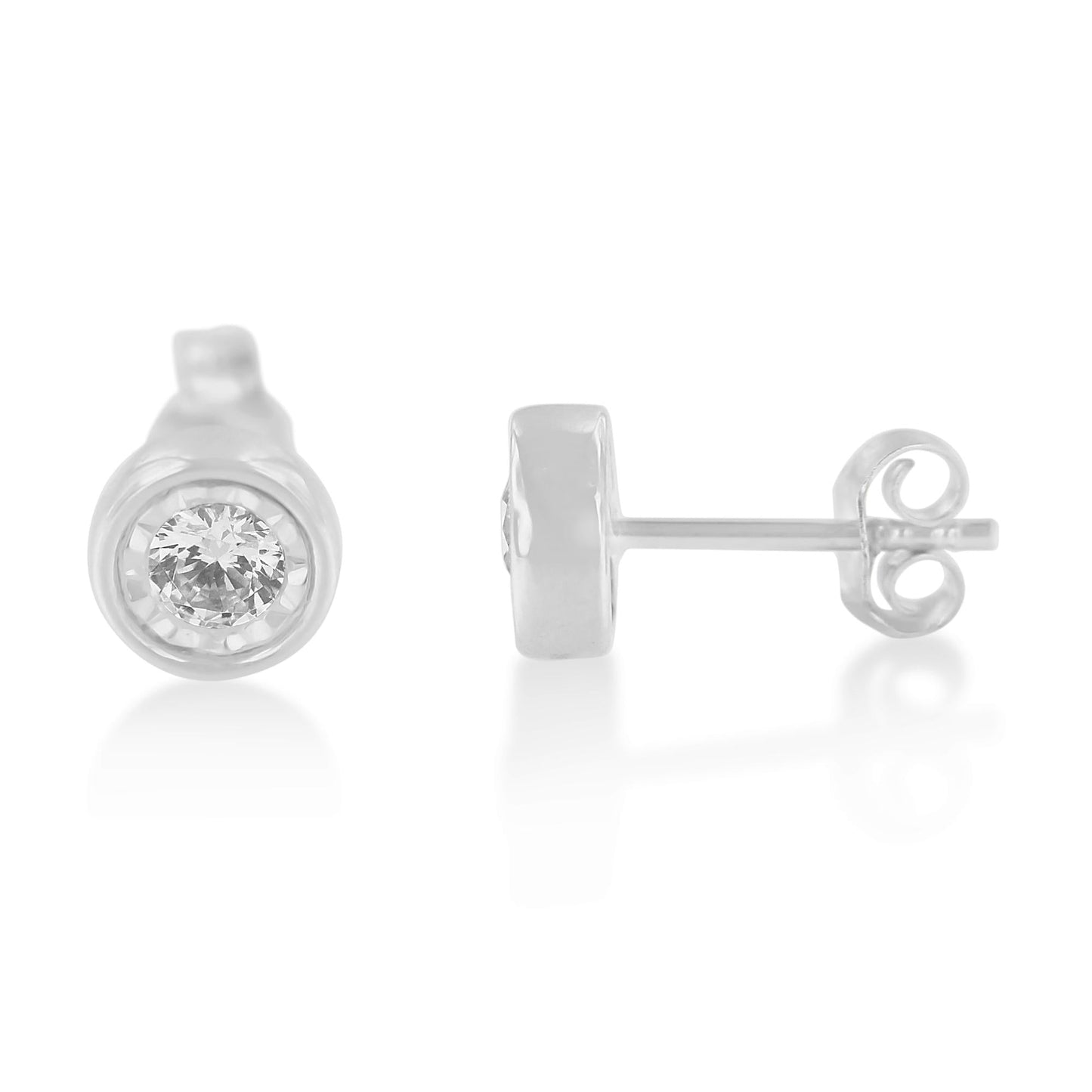 10K White Gold Diamond Floral Stud Earrings (3/8 cttw, I-J Color, I2-I3 Clarity)-1