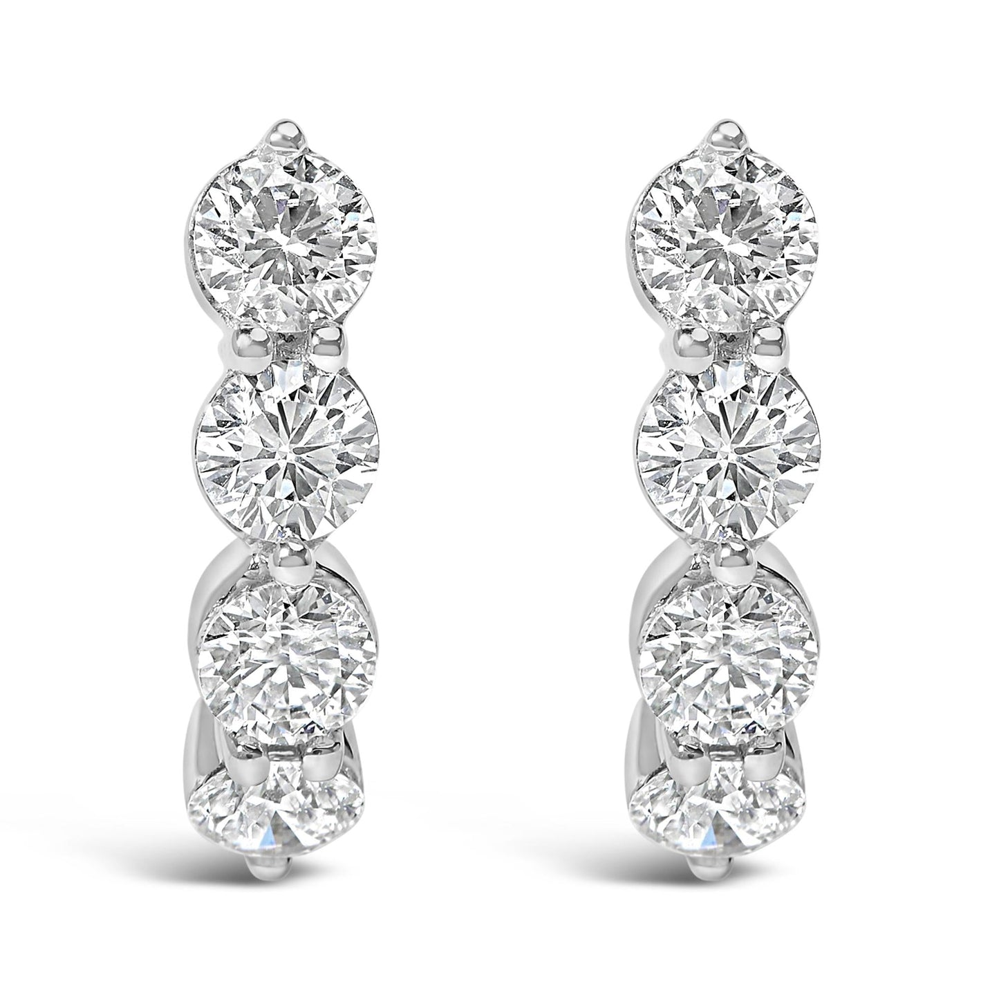14K White Gold 1 1/4 Cttw Round Lab Grown Diamonds 5 Stone Open Hoop Stud Earrings (F-G Color, VS1-VS2 Clarity)-1