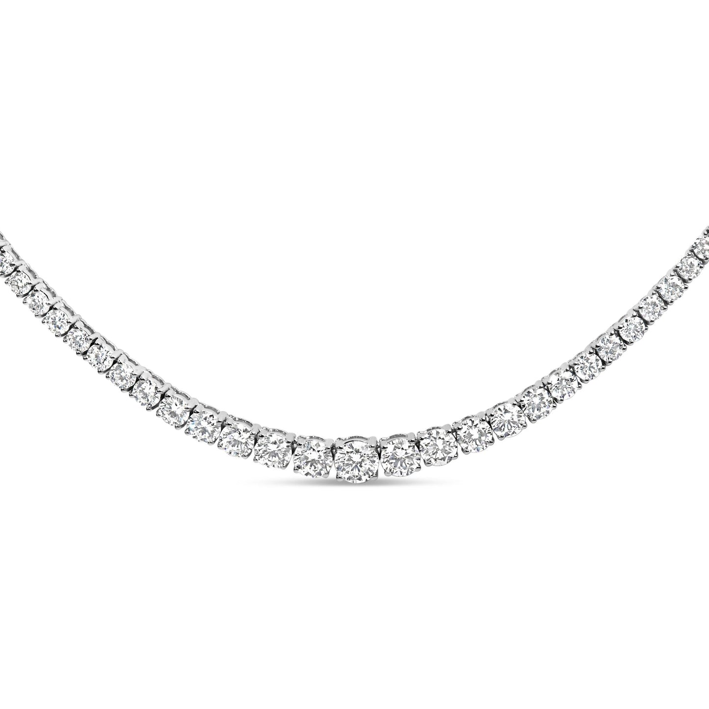 14K White Gold 10.0 Cttw Graduated Lab-Grown Diamond Tennis Necklace (F-G Color, VS2-SI1) - 18" Inches-1