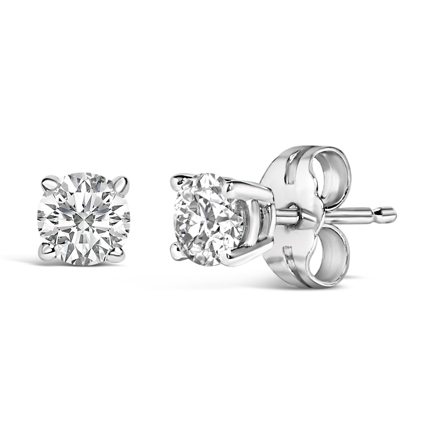 14K Gold 1/2 Cttw Lab Grown Diamond Solitaire Stud Earrings-2