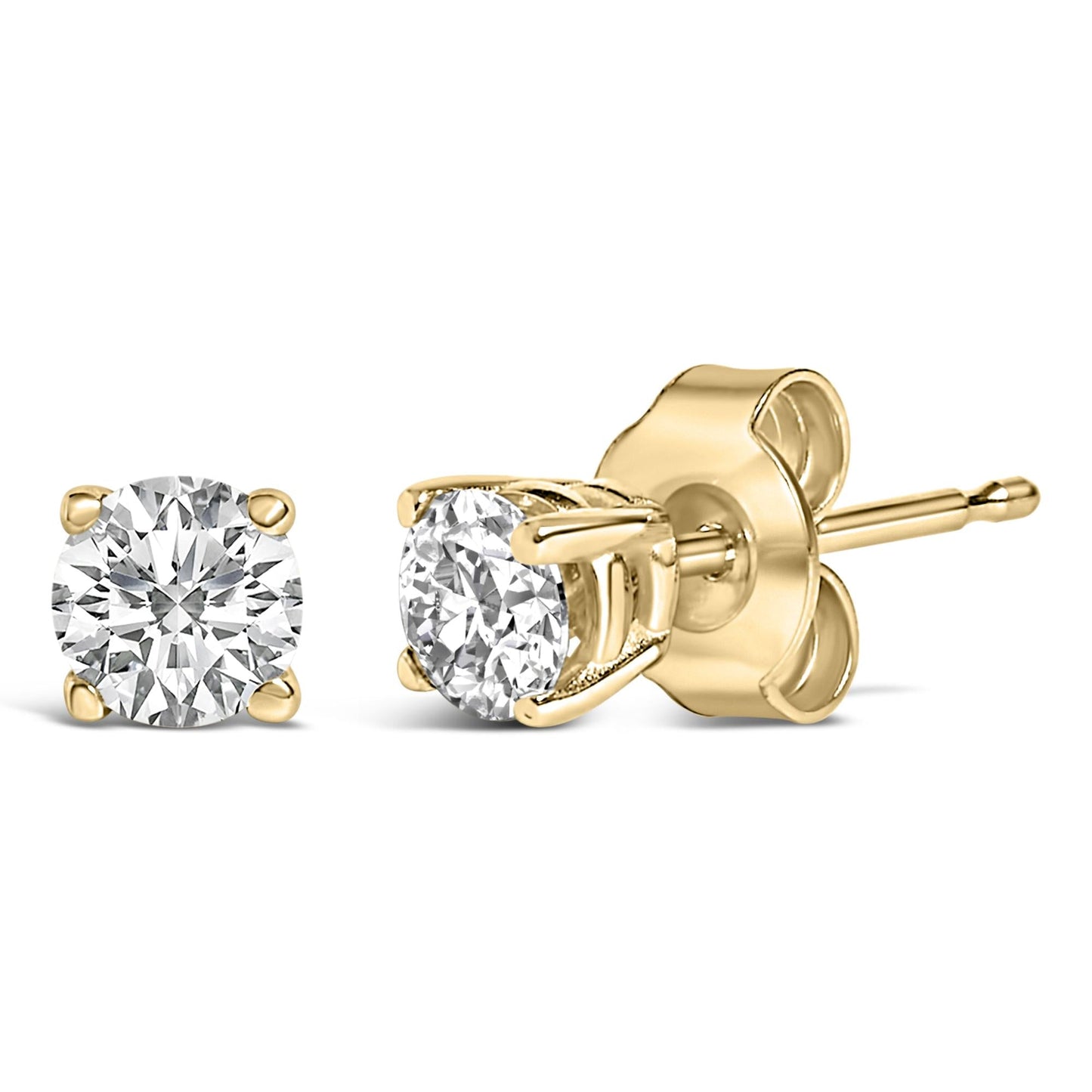 14K Gold 1/2 Cttw Lab Grown Diamond Solitaire Stud Earrings-3