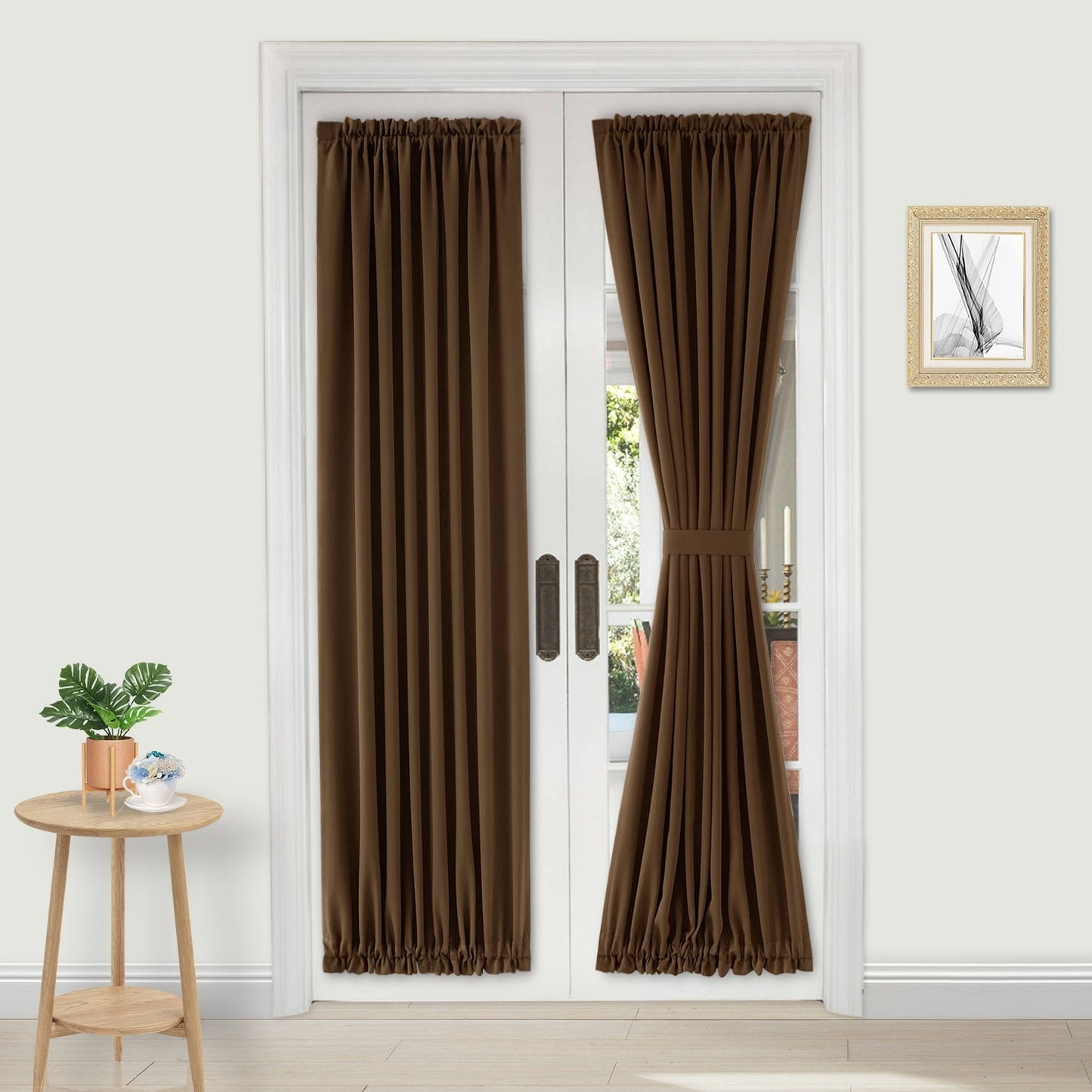 DWCN French Blackout Door Curtains, 1 Curtain Panel with Tieback-9