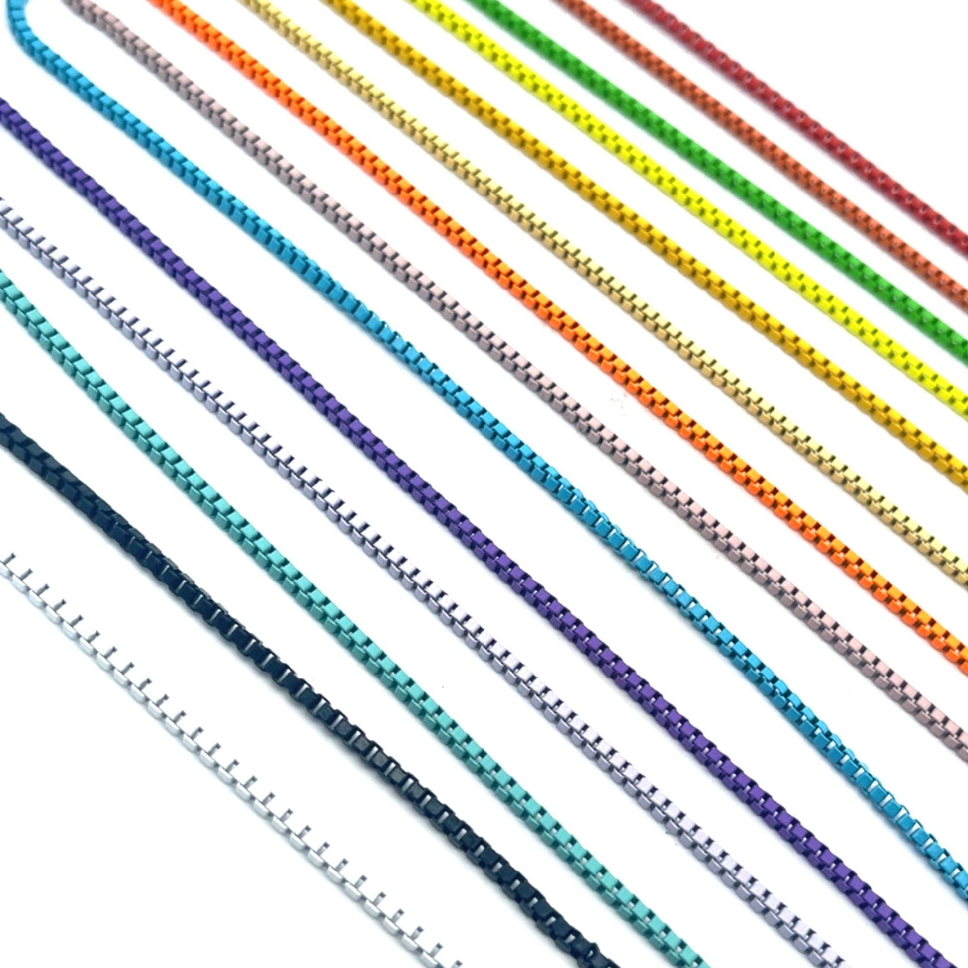 1mm Colorful Enamel Box Chains (G203-204)-1