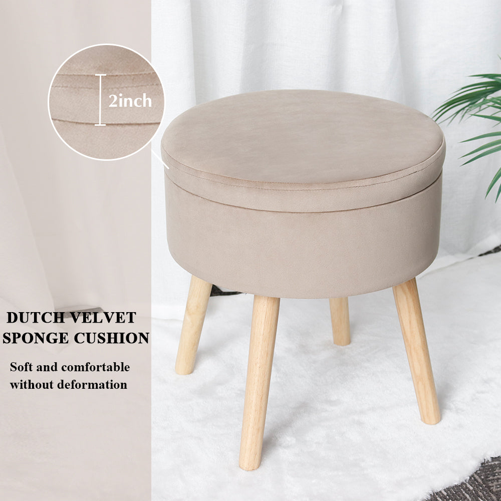 17.5"H Round Velvet Tufted Footrest Stool Ottoman-1