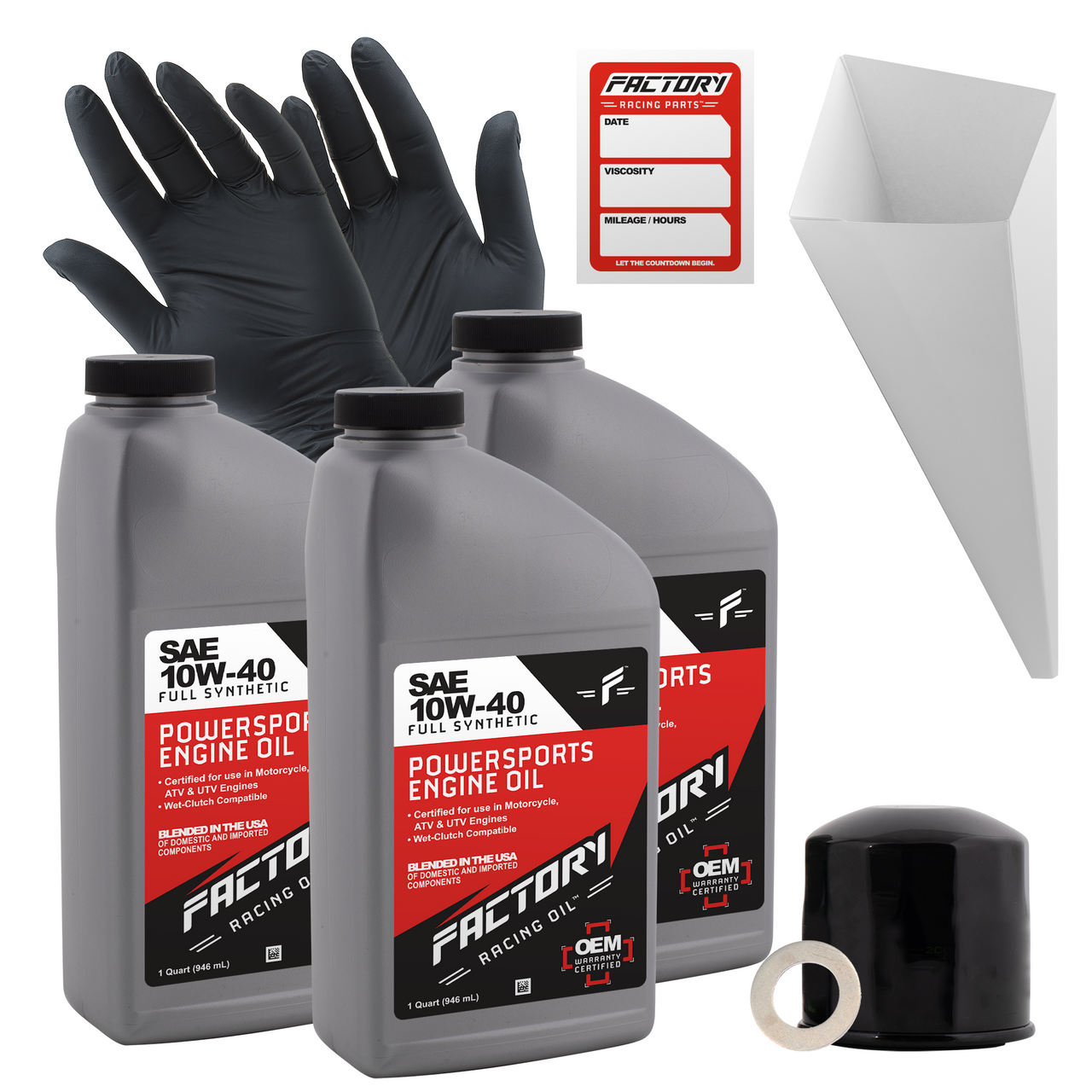 10W-40 3 Quart Oil Change Kit For Honda VT500FT, VT500C, VT750C, VT800-0
