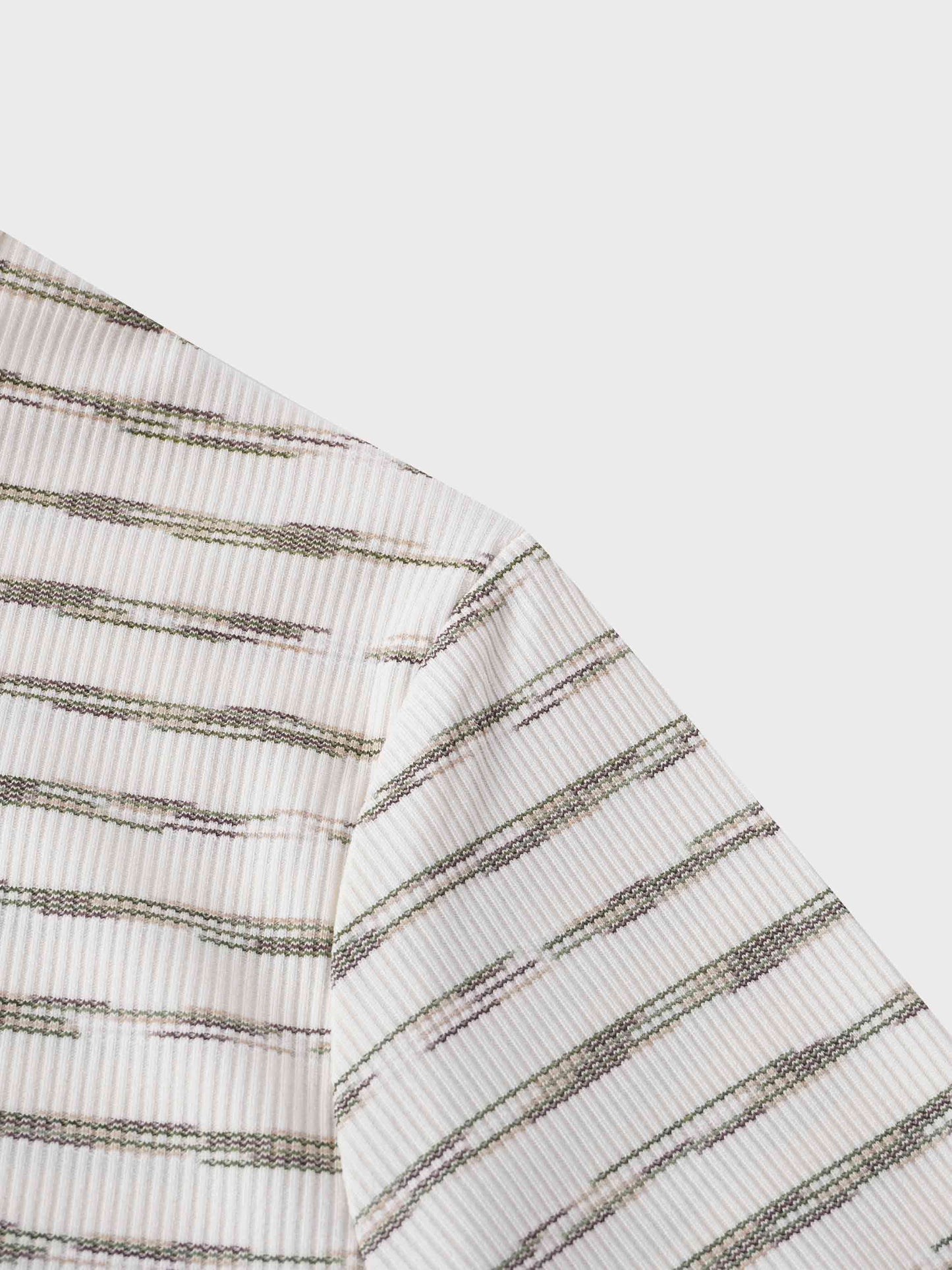 Multi Striped Ribbed Crew-Space Dye Olive-4