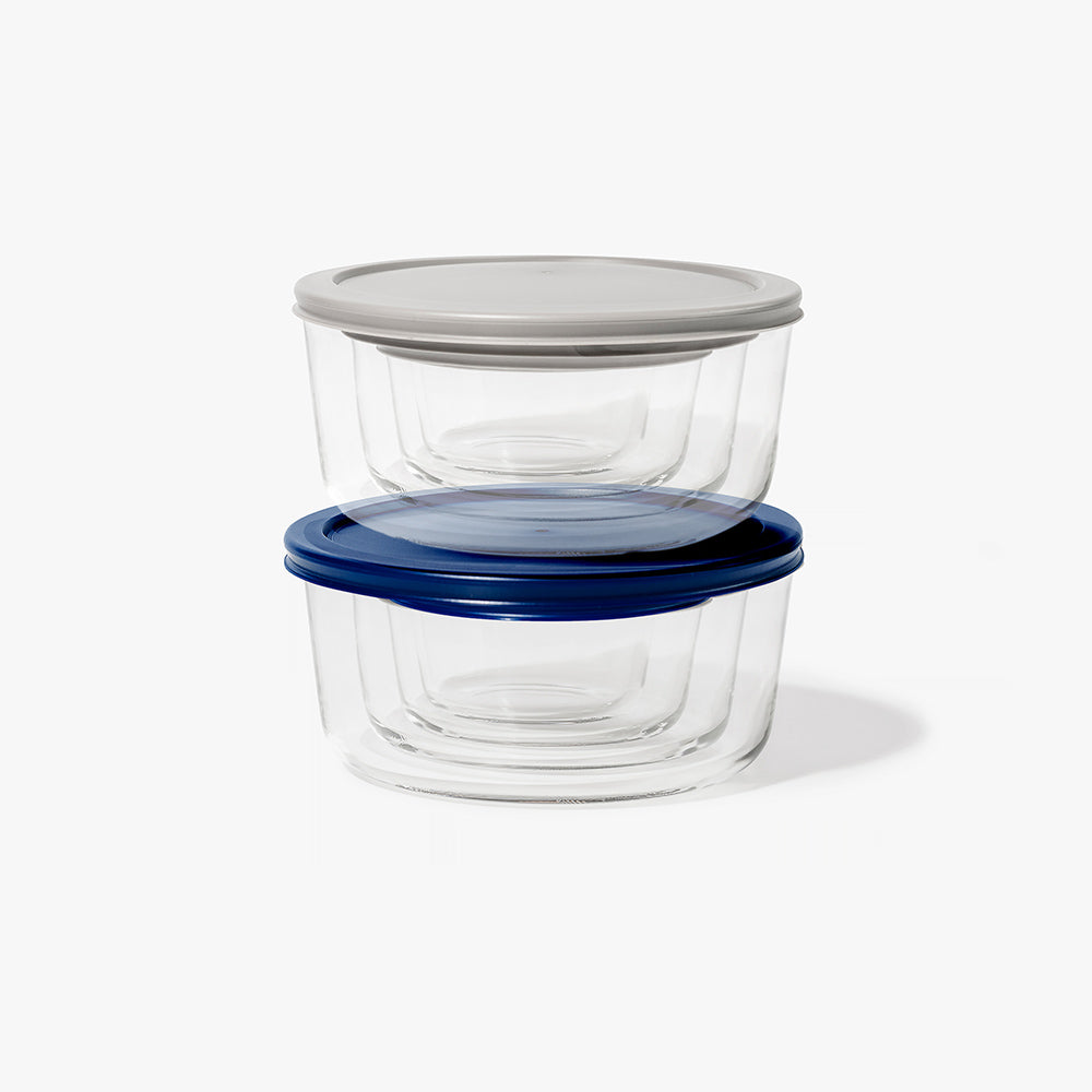 16 Piece Round Nest Space-Saving Glass Storage Container Set (8 Containers + 8 Lids) With Bonus Lids-3