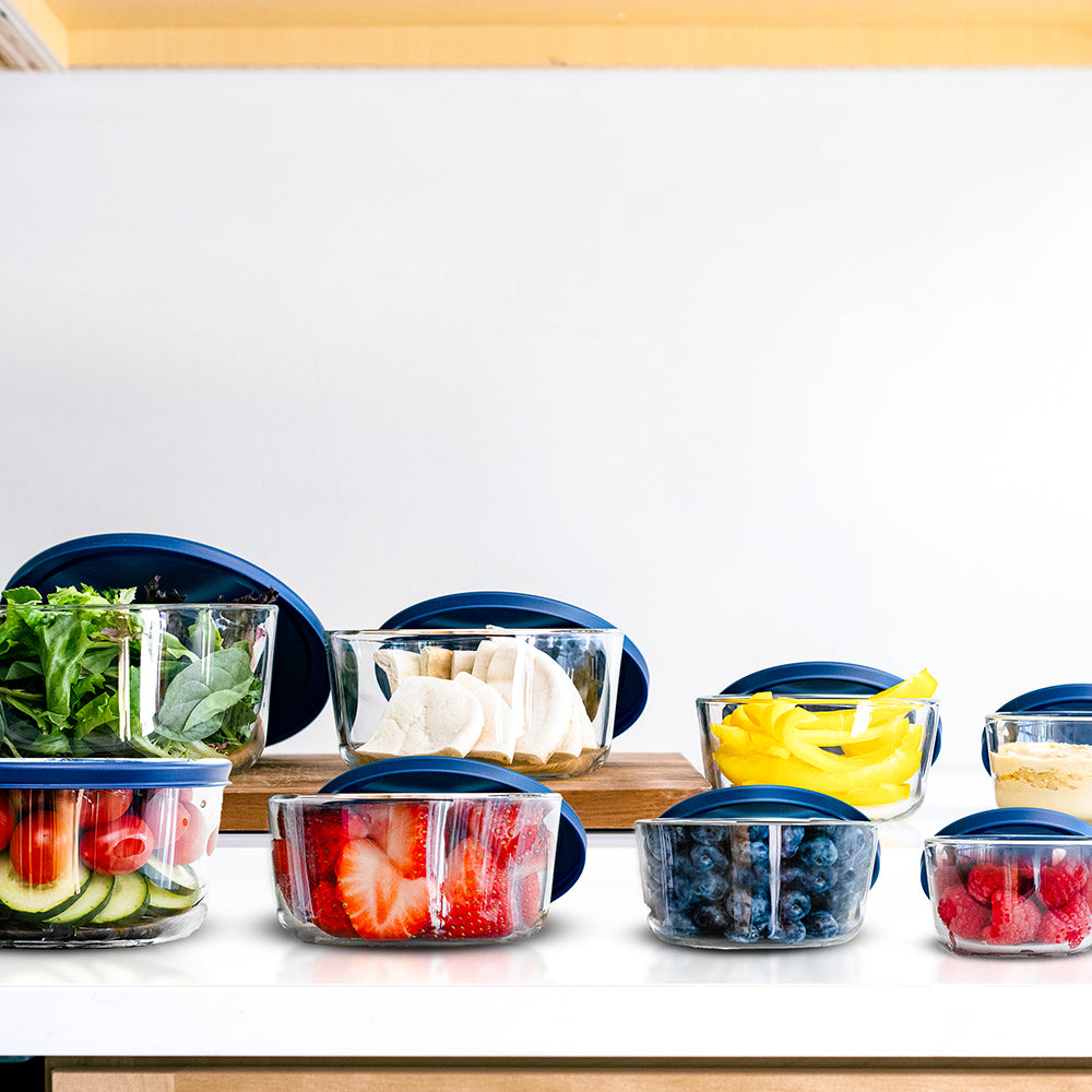 16 Piece Round Nest Space-Saving Glass Storage Container Set (8 Containers + 8 Lids) With Bonus Lids-2