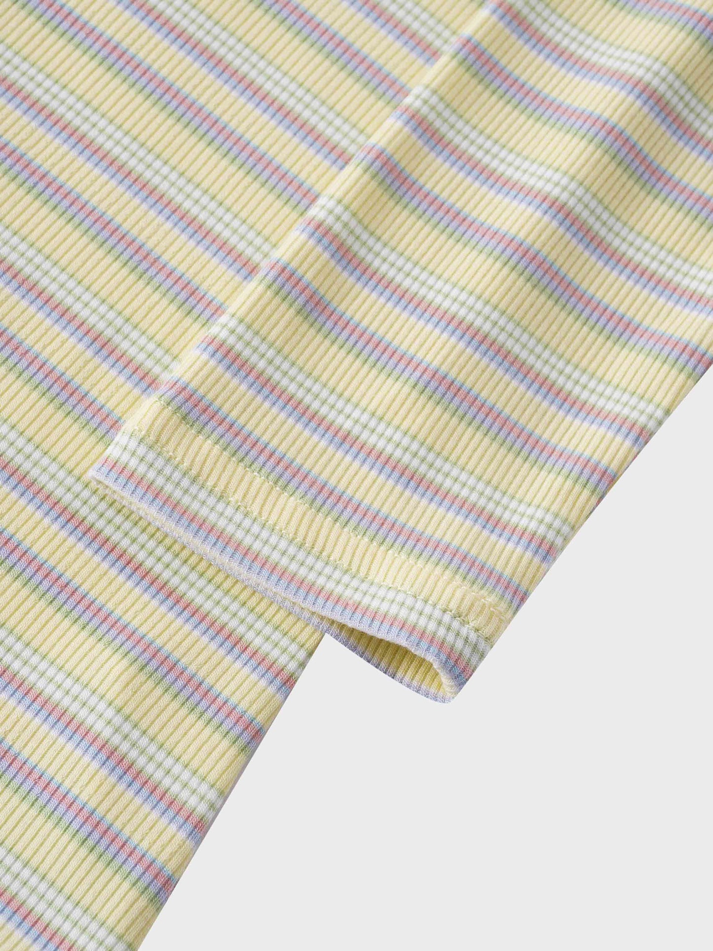 Multi Striped Ribbed Crew-Yellow-4