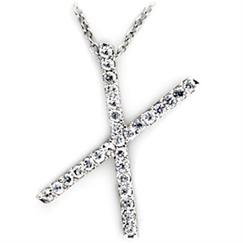 21622 - Rhodium Brass Pendant with AAA Grade CZ  in Clear-0