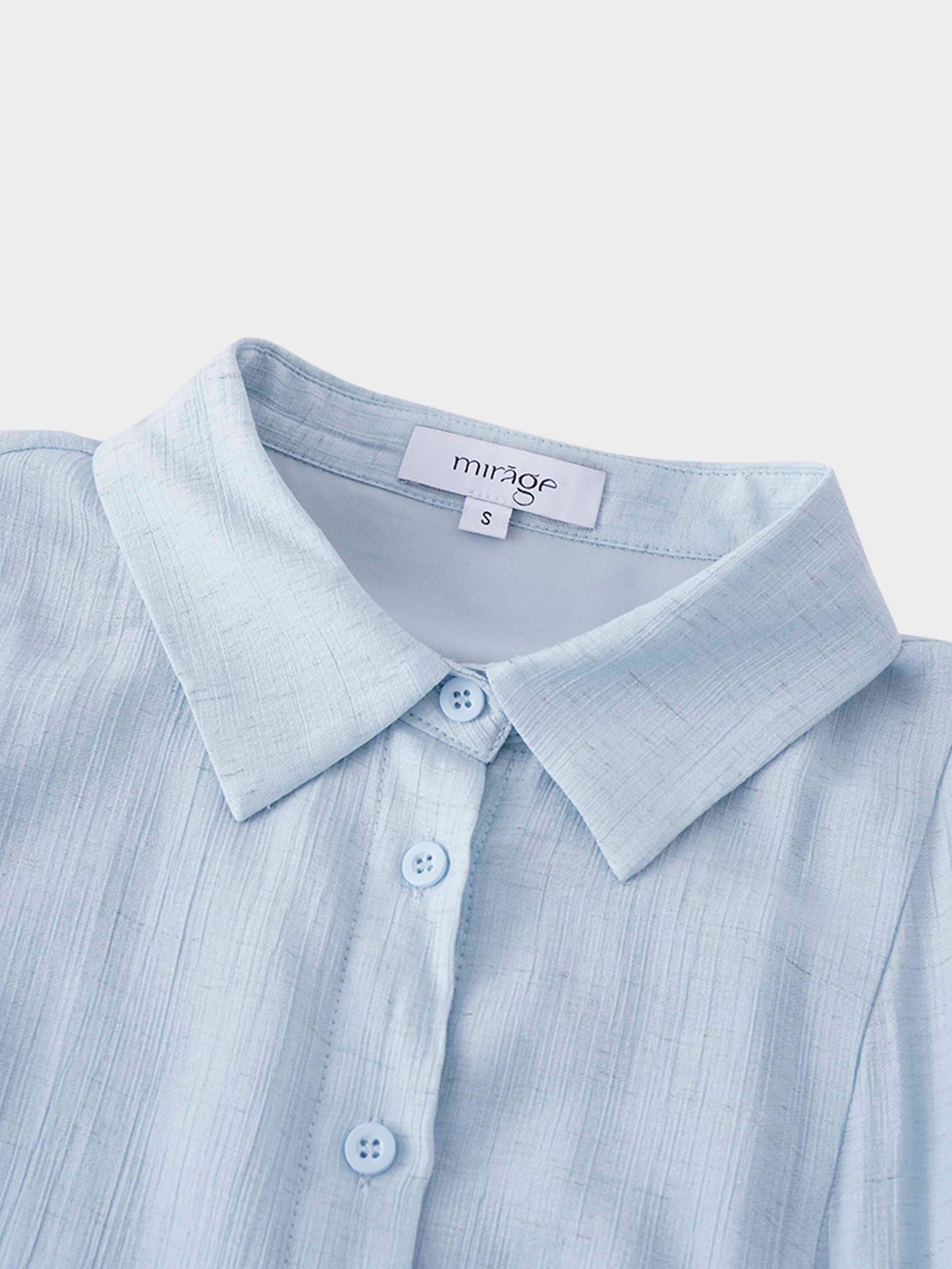 Collared A-Line Shirtdress-Soft Pleat Light Blue-3