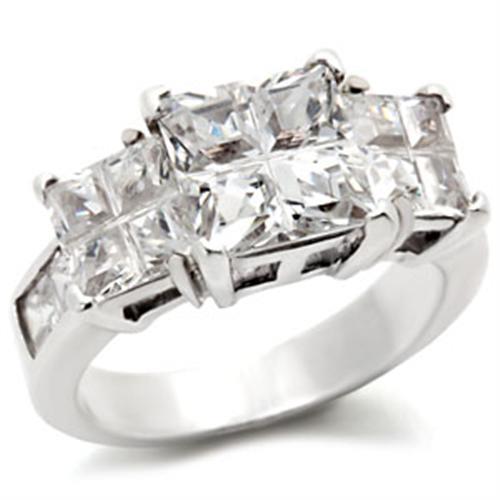 22725 - High-Polished 925 Sterling Silver Ring with AAA Grade CZ  in Clear-0
