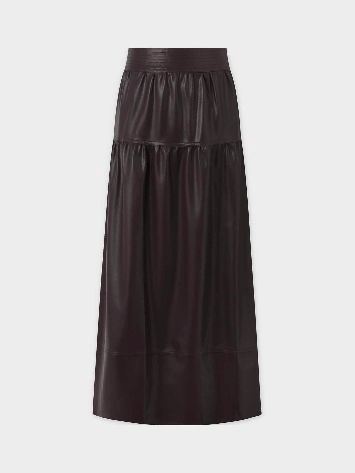 Drop Waist Leather Skirt-Plum-1