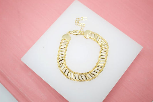 18K Gold Filled Heart Designed Chain Bracelet (I390)-0