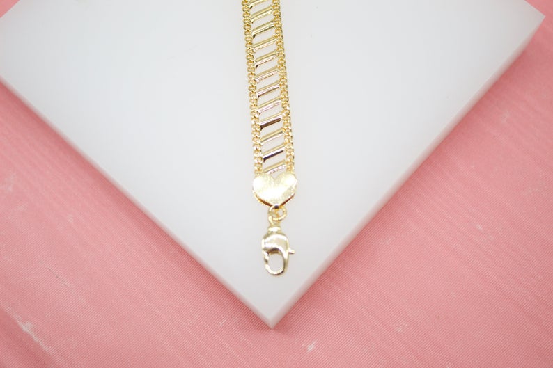 18K Gold Filled Heart Designed Chain Bracelet (I390)-1