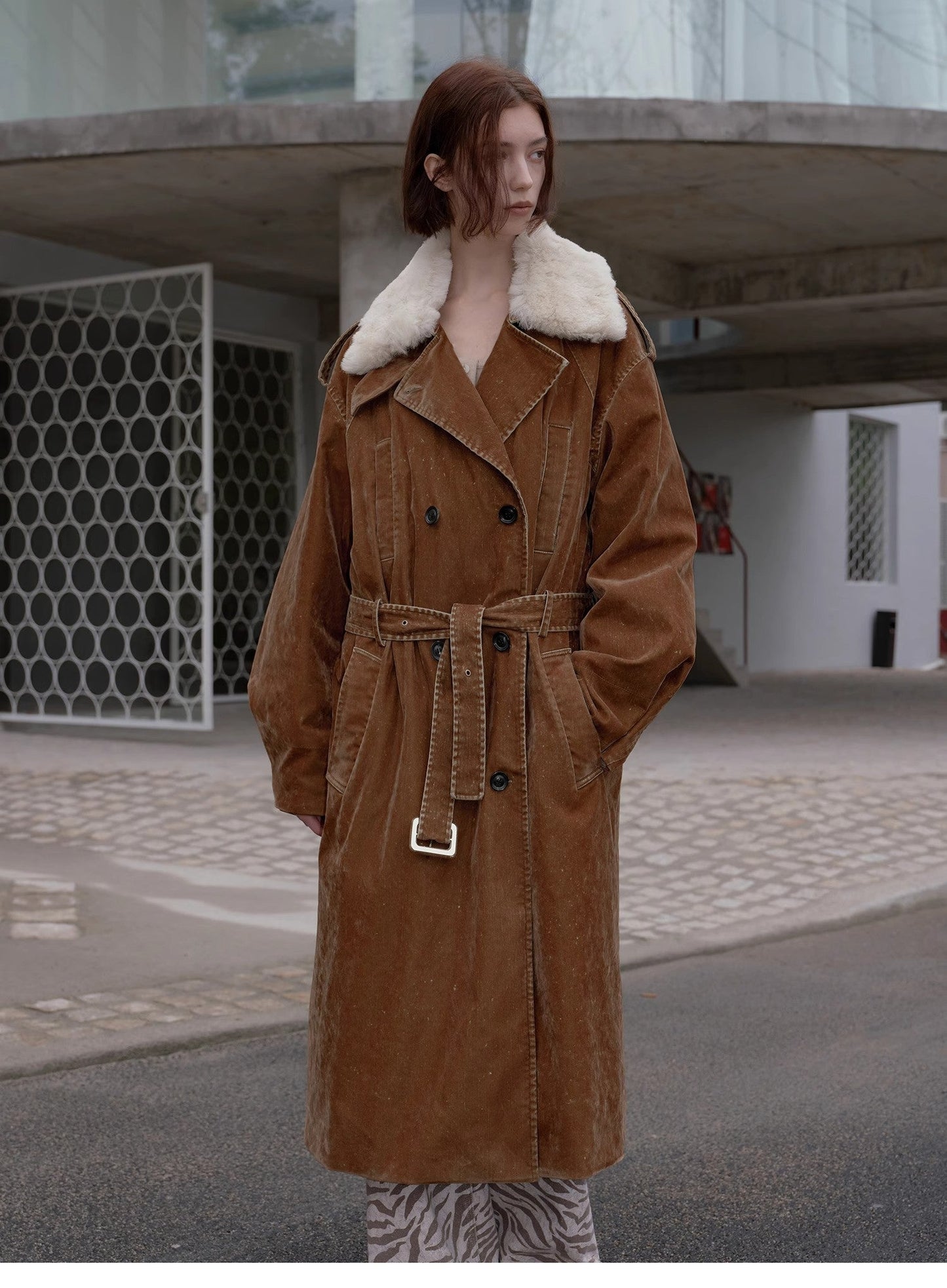 Fireladyfur Detachable Wool Lapel Goose Down Parka"Windbreaker and Winter"-4