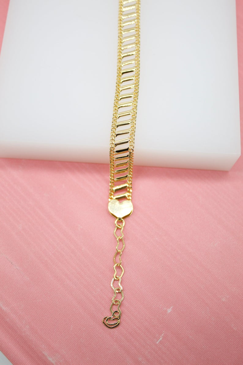 18K Gold Filled Heart Designed Chain Bracelet (I390)-2