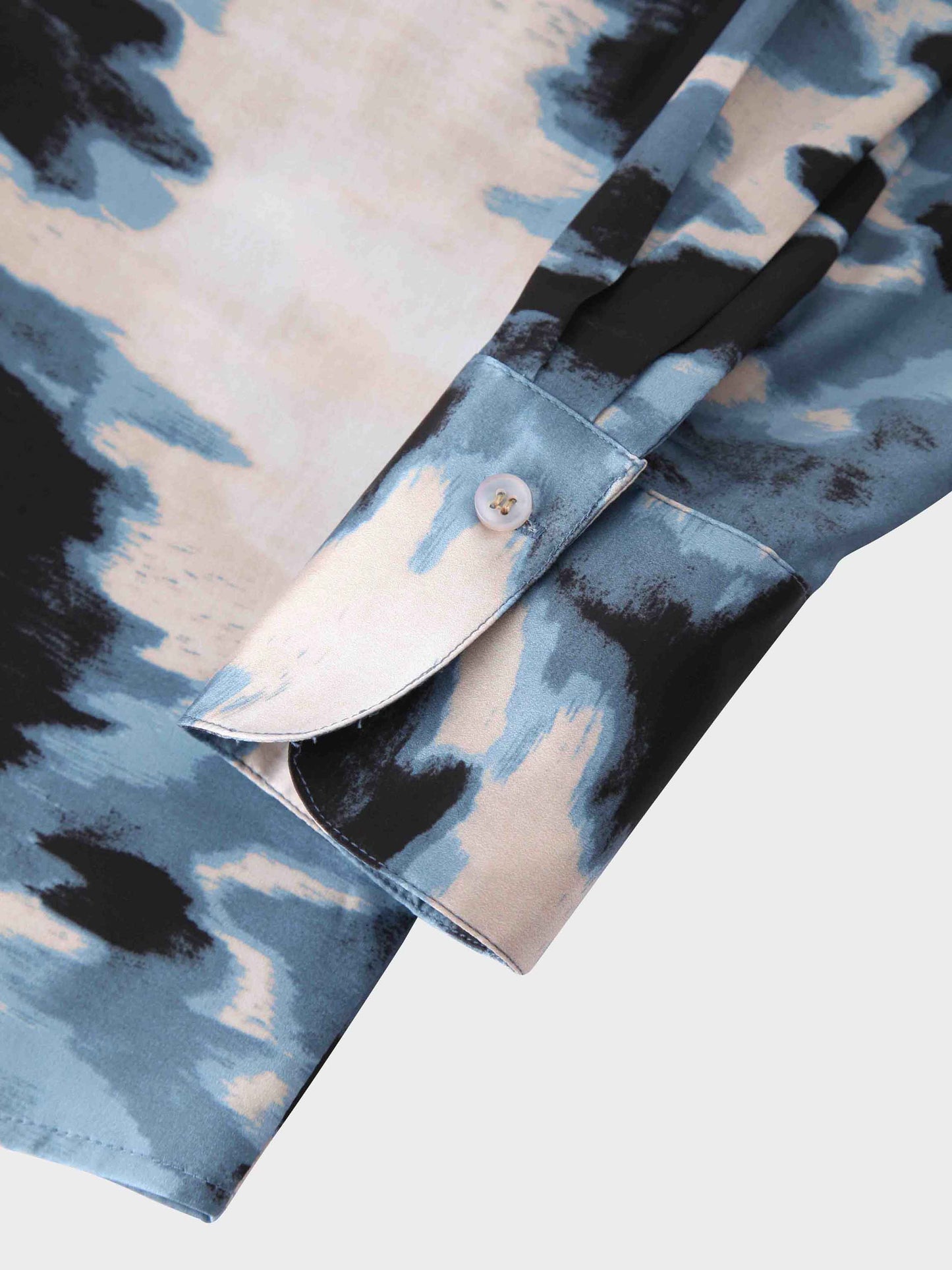 Oversized Satin Slip Blouse-Blue Brushstrokes-3