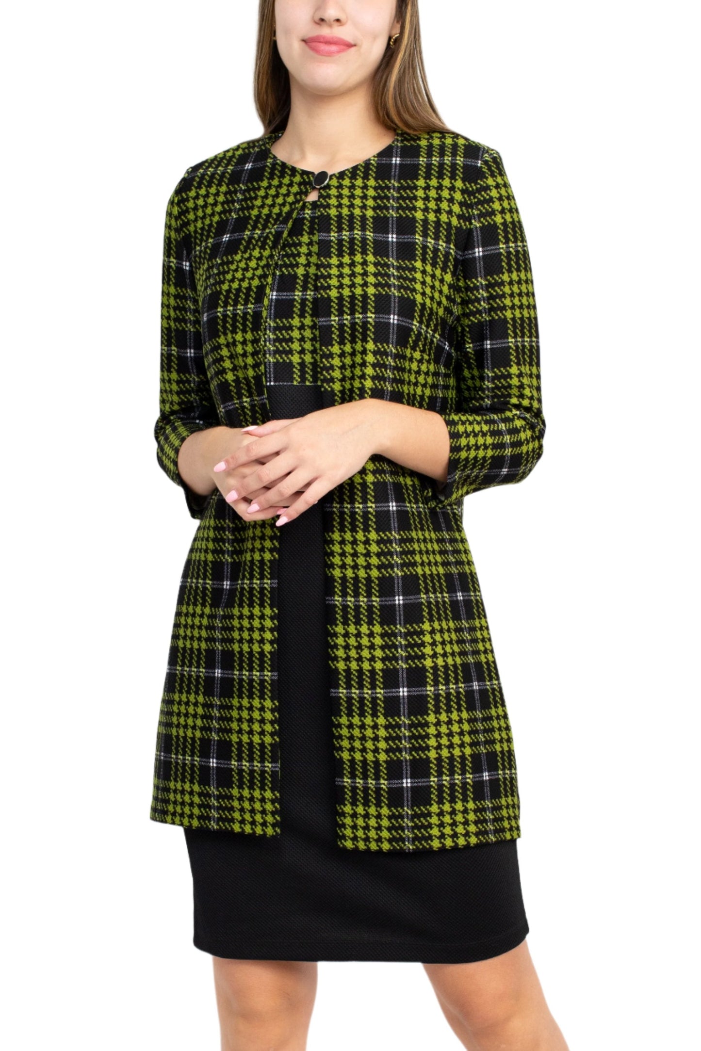Danny & Nicole Scoop Neck Sleeveless Zipper Back Mlt Print Knit Dress with Matching Jacket-1