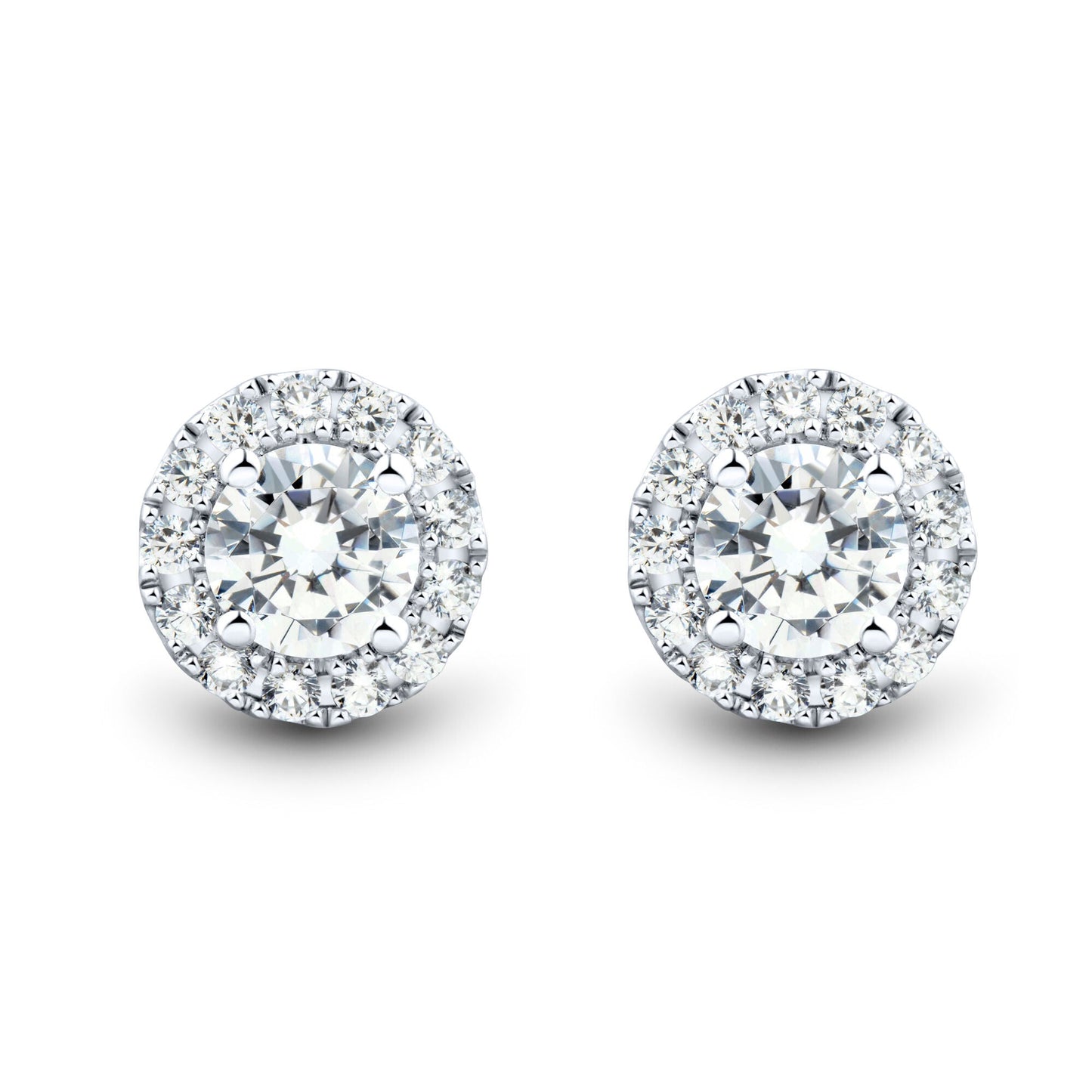 1 CTW AGI Certified Lab Grown Diamond Halo Stud Earrings in 14K White Gold (F-G/VS)-0