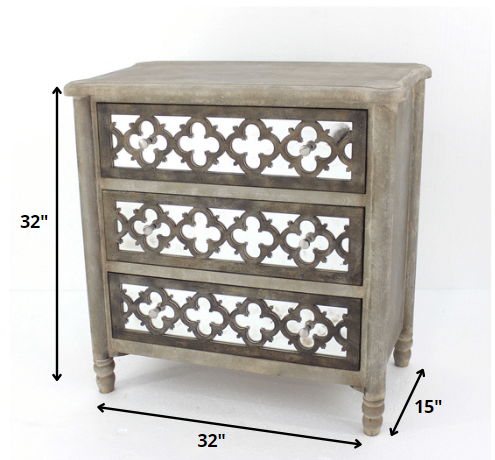 15" Brown Standard Accent Cabinet With Three Drawers-5