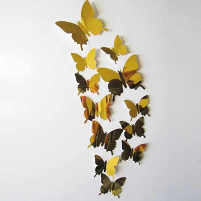 3D Mirror Butterfly Wall Stickers for Home Decor (12 pcs)