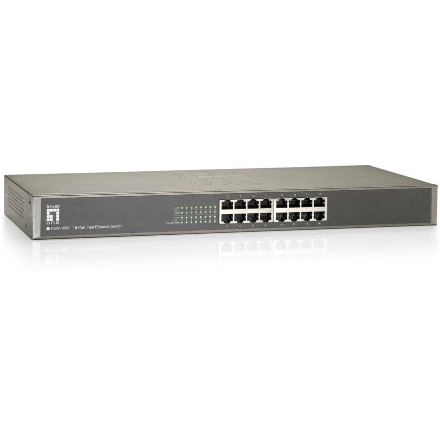 LevelOne FSW-1650 łącza sieciowe Nie zarządzany Fast Ethernet (10/100) Szary (FSW-1650)-0