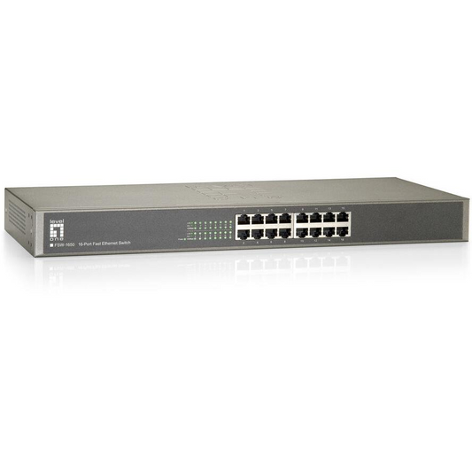 LevelOne FSW-1650 łącza sieciowe Nie zarządzany Fast Ethernet (10/100) Szary (FSW-1650)-0