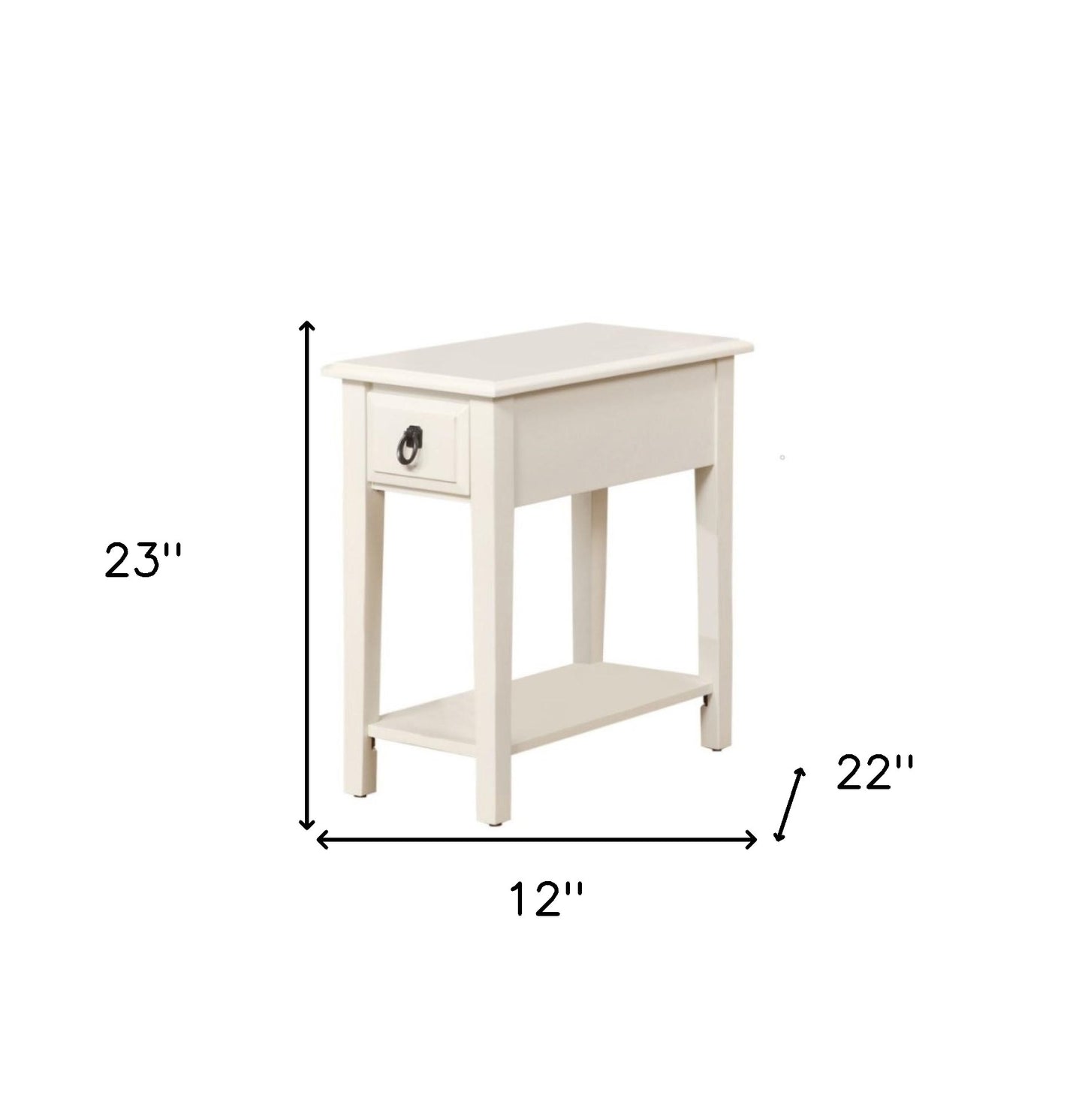 23" White Wood End Table With Drawer And Magazine Holder-3