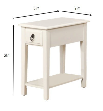 23" White Wood End Table With Drawer And Magazine Holder-4
