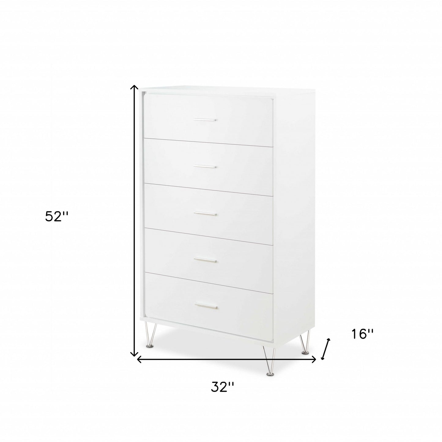 32" White Five Drawer Standard Chest-4