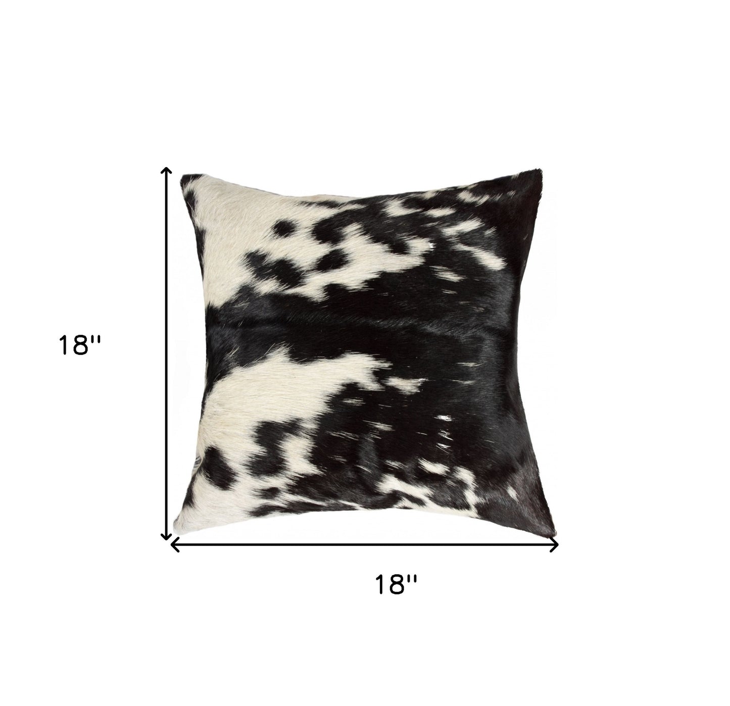 18" Black and White Cowhide Throw Pillow-4
