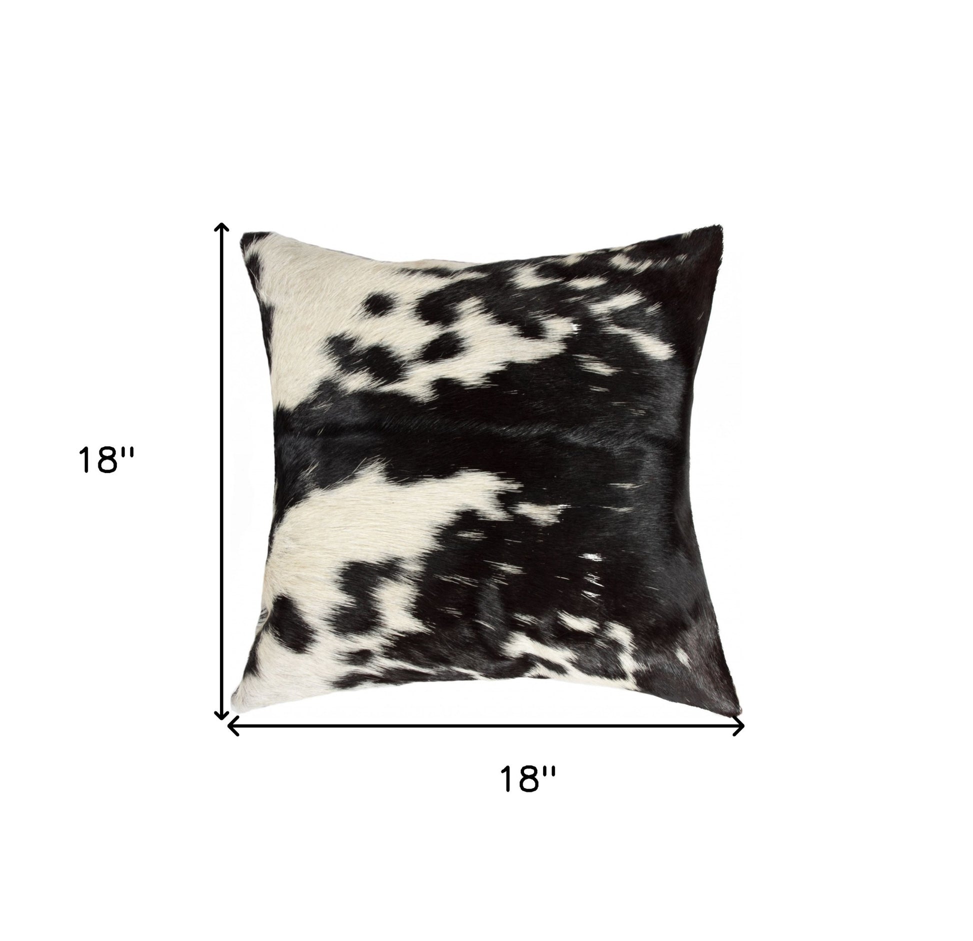 18" Black and White Cowhide Throw Pillow-4