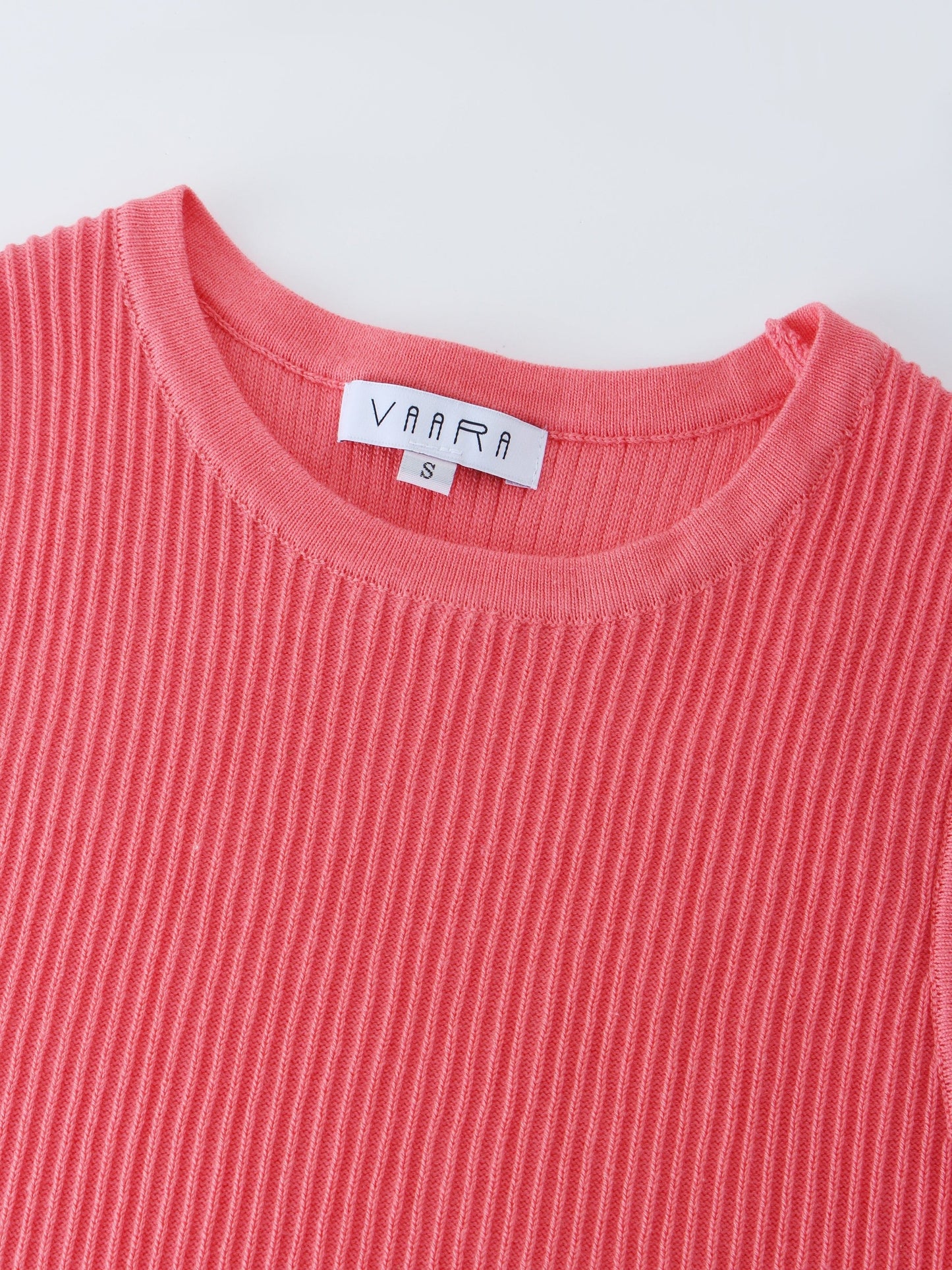 Sleeveless Ribbed Crew-Coral-2