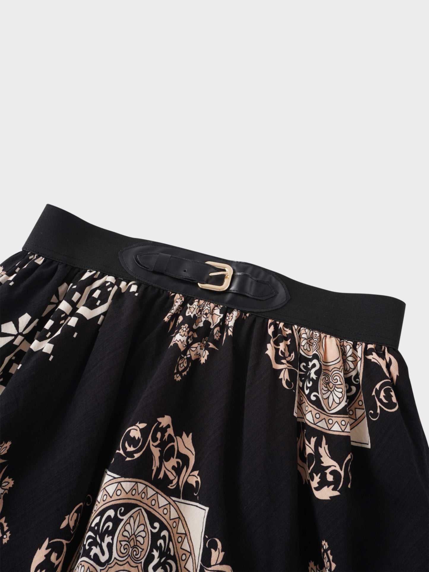 Leather Buckle Skirt-Black Medallion-3