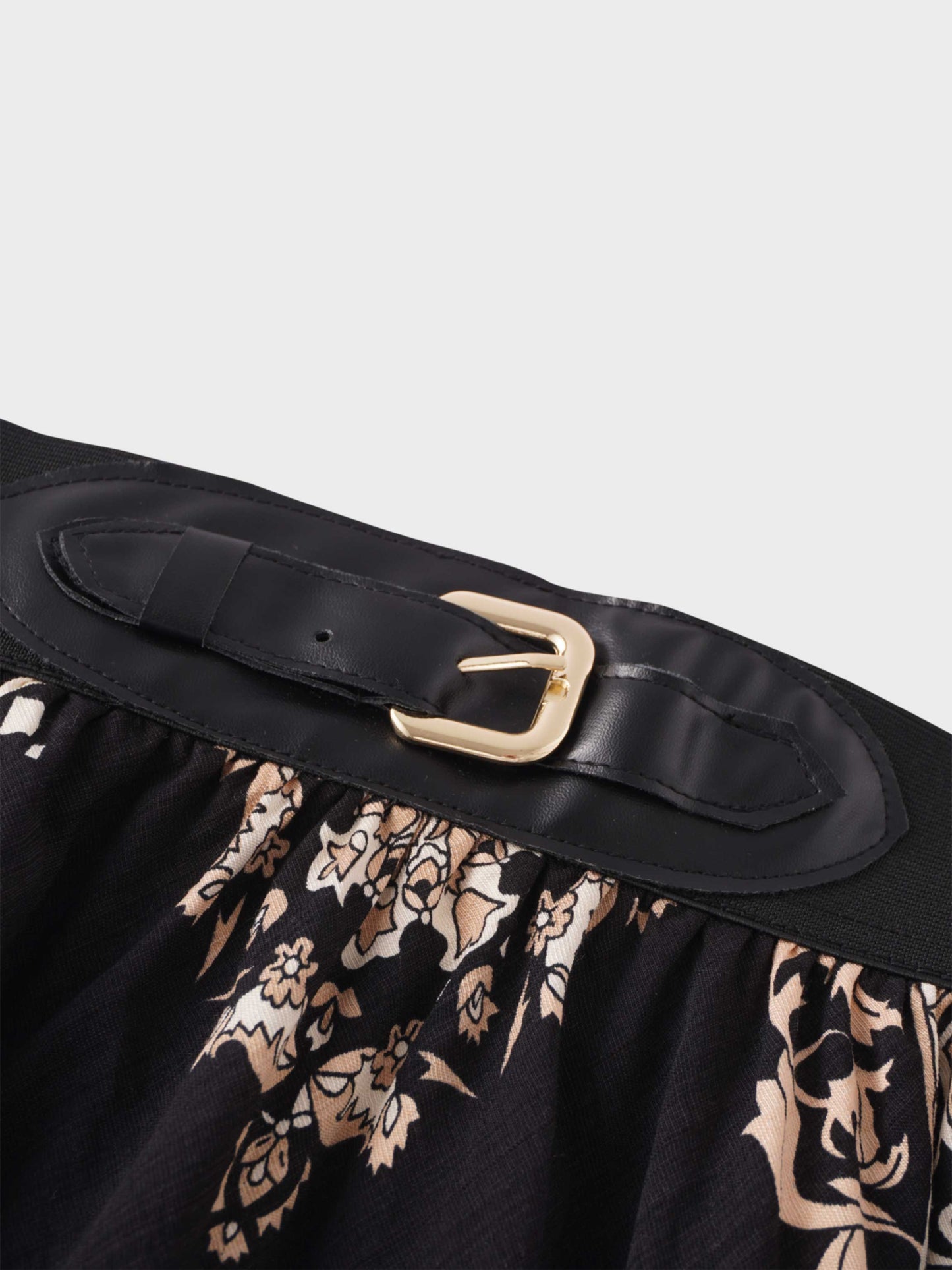 Leather Buckle Skirt-Black Medallion-4