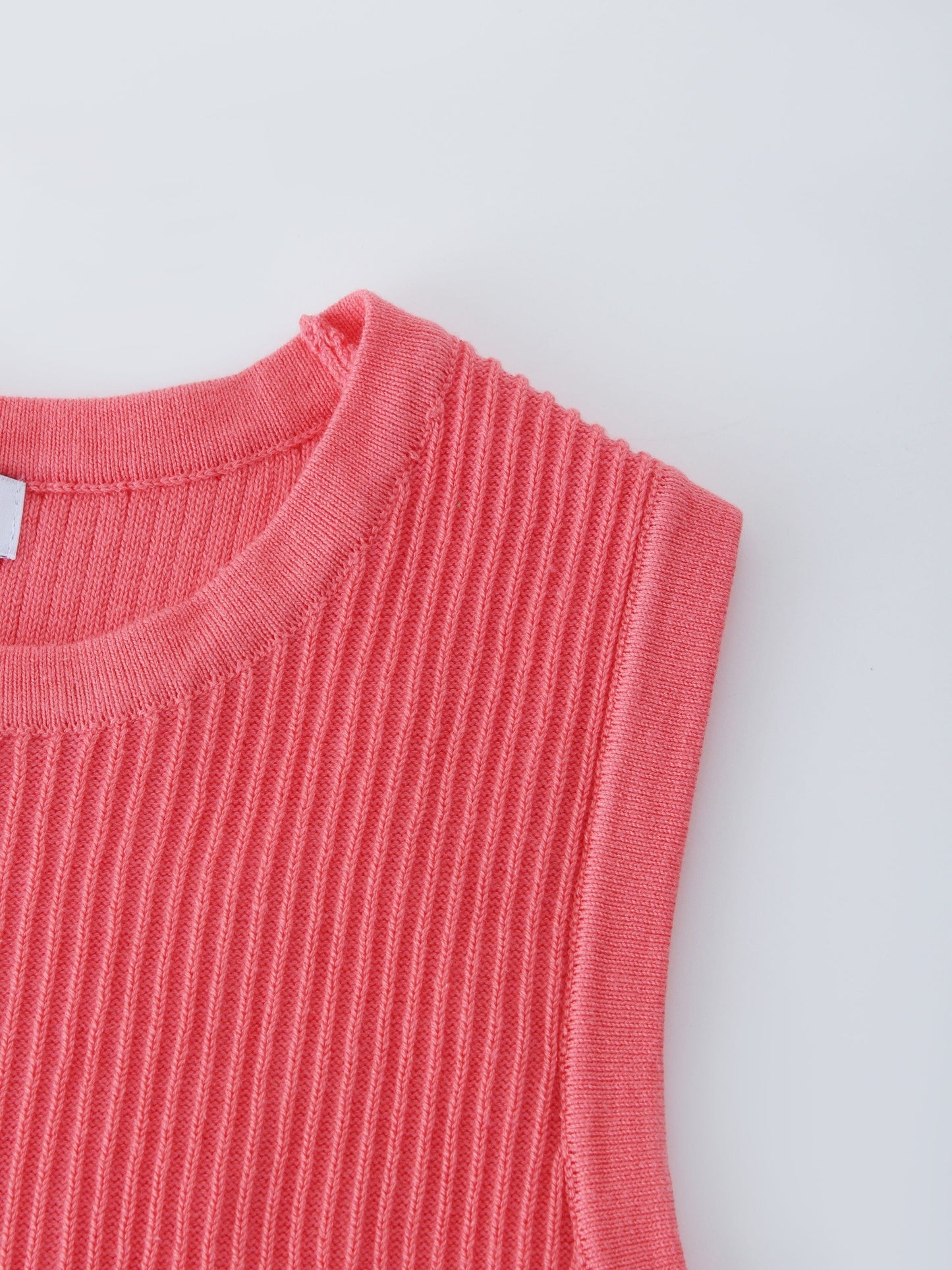Sleeveless Ribbed Crew-Coral-3